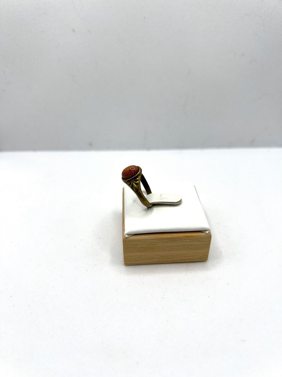 Handmade Red Cinnabar Bead bronze ring - size 6 Size ONE SIZE - 2 Thumbnail