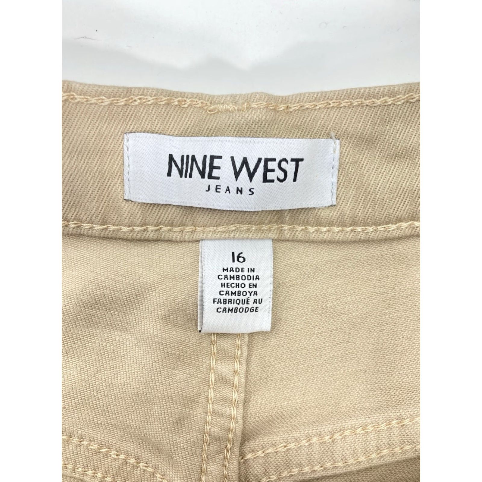 Nine West Nine West Wide Leg Pants Women Sz 16 38X34 Beige Khaki Stretch Cotton Blend NWT Size 38" / US 16 / IT 52 - 6 Thumbnail