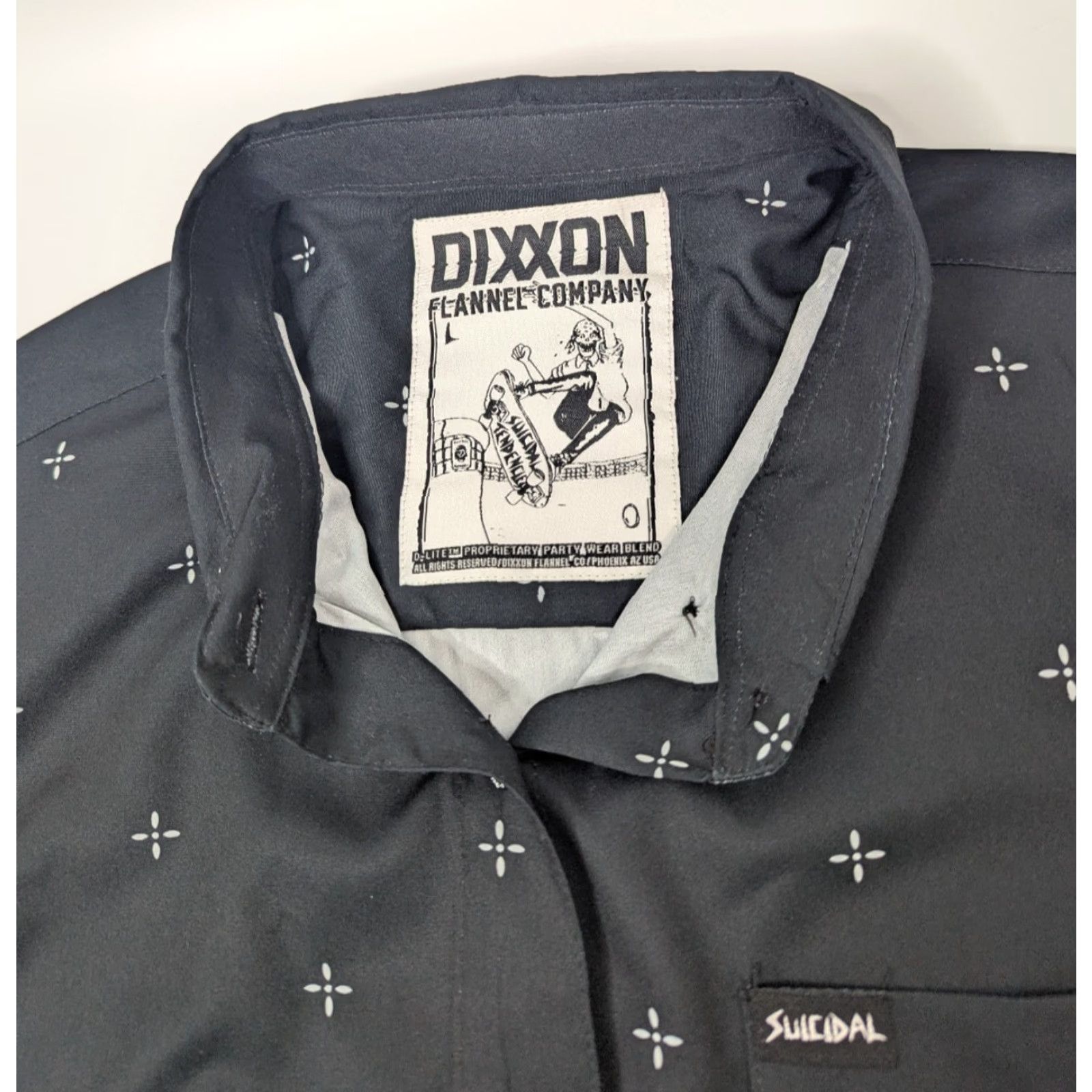 Vintage Dixxon Flannel Party AOP Shirt Womens Large Black Button-Up Plaid Collared Short Sleeve Punk Rock Motorcycle Metal Biker With Pockets Size L / US 10 / IT 46 - 6 Thumbnail