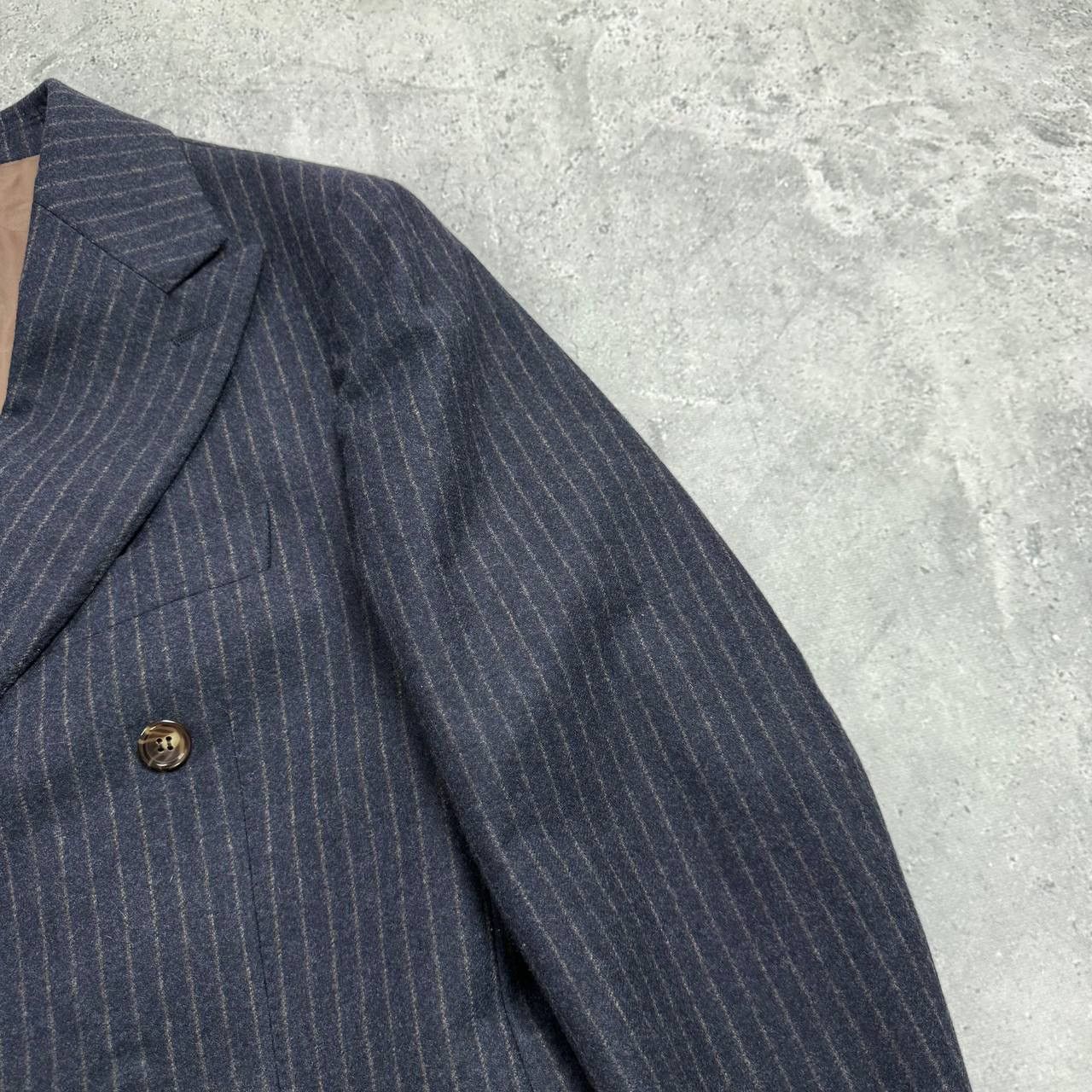 Suitsupply Suitsupply Double-Breasted Striped Wool Blazer Blue/ Brown Size 36R - 11 Thumbnail