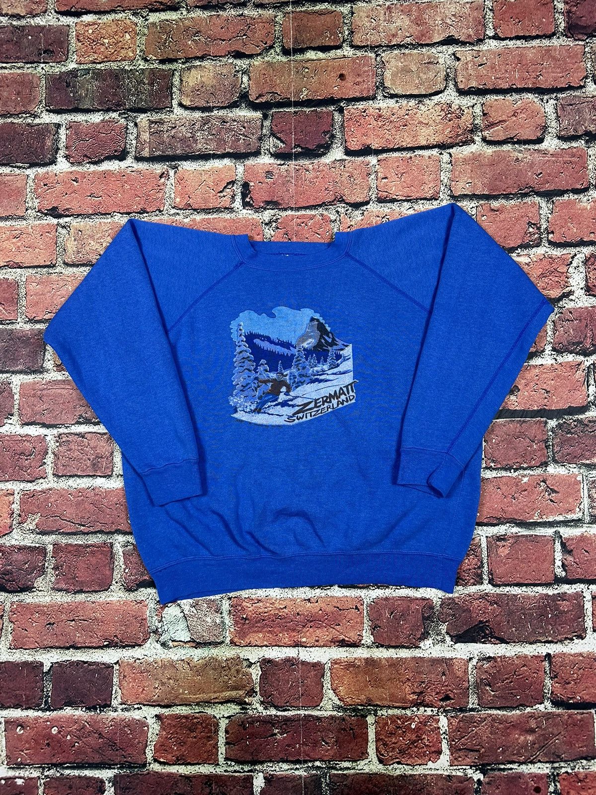 Vintage Zermatt Switzerland Vintage 80s Sweatshirt Skier Mountain Size US S / EU 44-46 / 1 - 1 Thumbnail