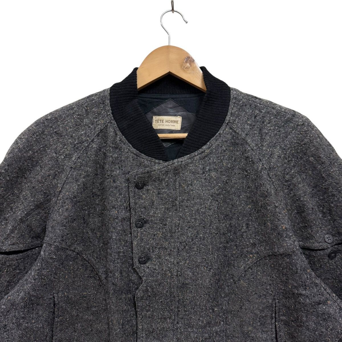 Tete Homme Vtg 90s TETE HOMME Katoh Kazutaka Wool Bomber Jacket Size US XL / EU 56 / 4 - 4 Thumbnail