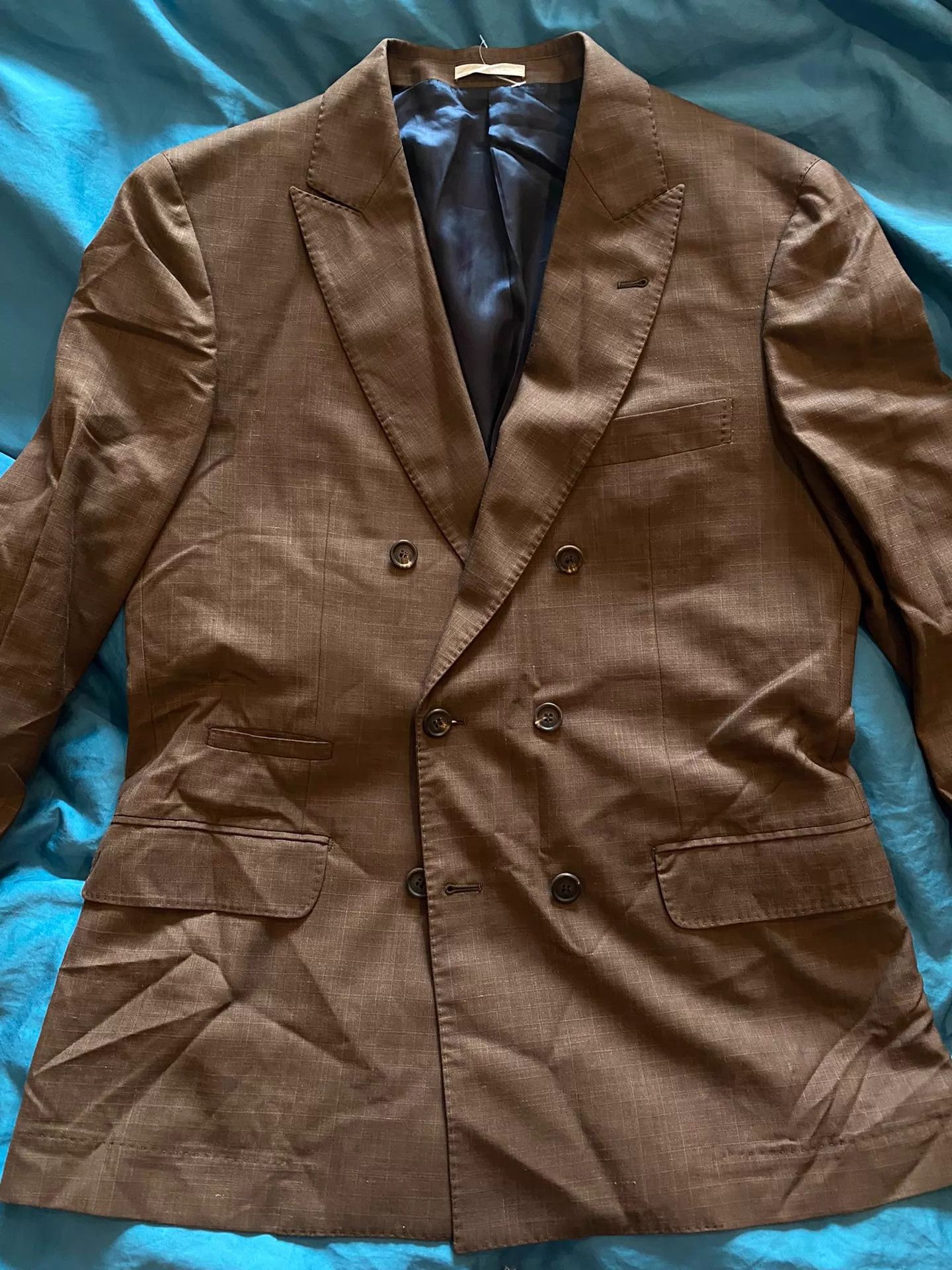Brunello Cucinelli BC Double-Breasted Check Cashmere Two-Piece Suit Italy 50 Size 50R - 2 Thumbnail
