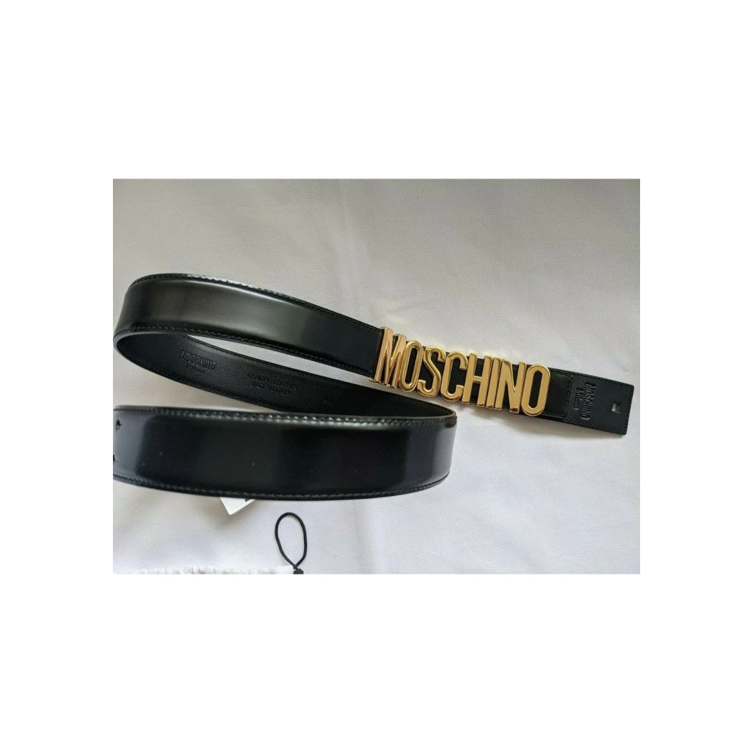 Moschino Moschino Couture Jeremy Scott SHINY LEATHER BELT GOLD LOGO Size ONE SIZE - 4 Thumbnail