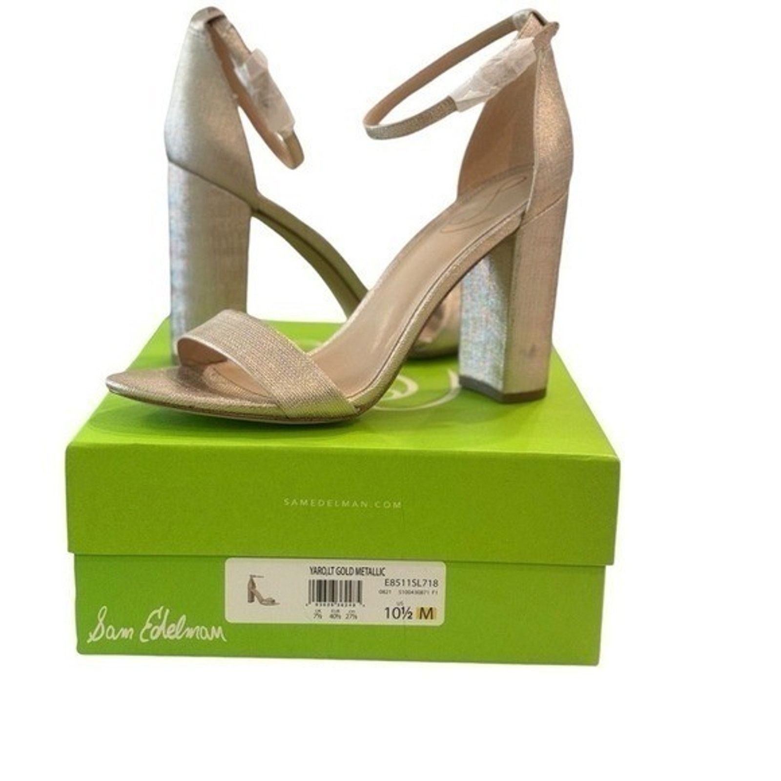 Sam Edelman Sam Edelman Gold Glitter Block Ankle Strap Heels Size 10.5M Size US 10.5 / IT 40.5 - 8 Thumbnail