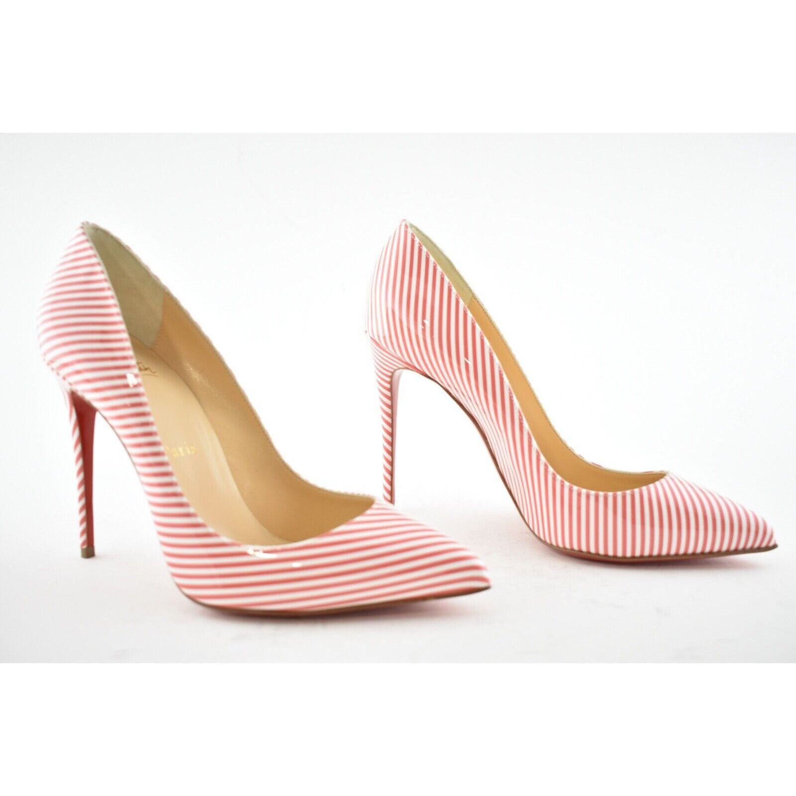 Christian Louboutin Christian Louboutin Pigalle Follies 100 Patent Stripes Size US 7 / IT 37 - 4 Thumbnail