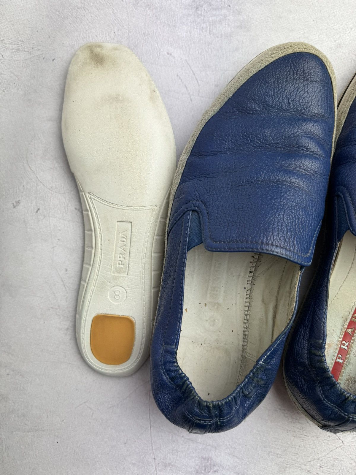 Prada × Vintage Prada Slip On Espadrille Loafers Blue Leather Men’s Size US 9 / EU 42 - 9 Thumbnail