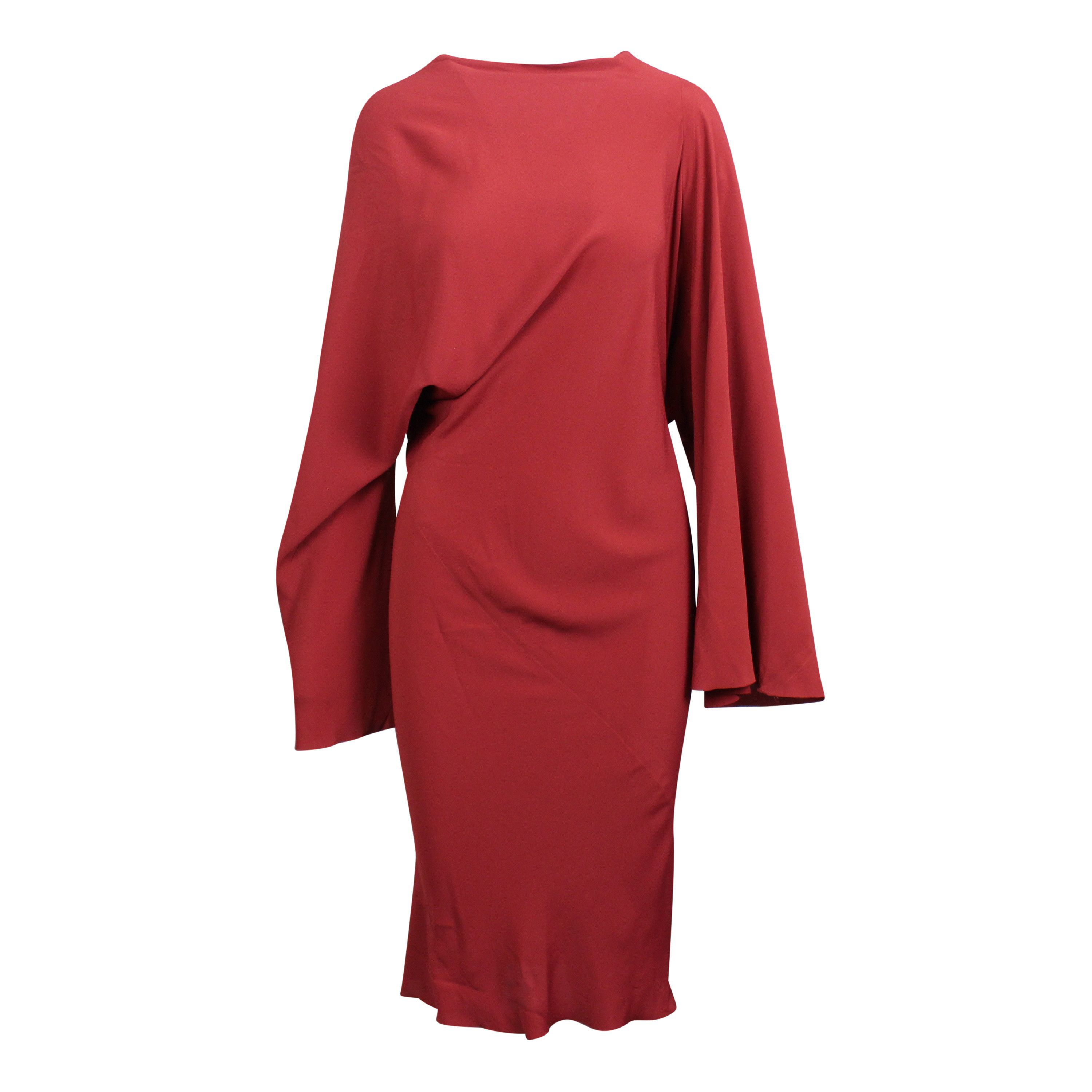 image of Rick Owens Brick Red Seb Long Sleeve Dress Size 6/42, Women's