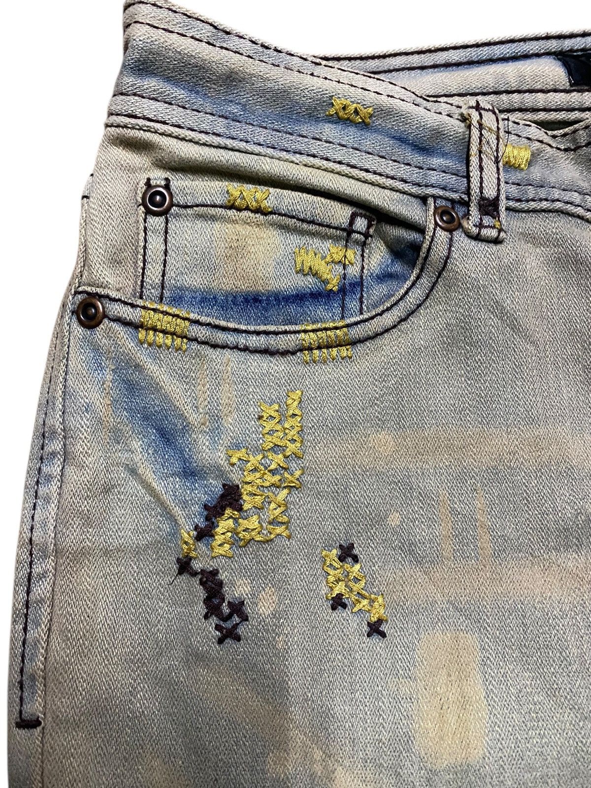 Japan Blue Vintage Max Blue Nice Wash Custom Embroidery Flare Jeans Size US 28 / EU 44 - 13 Thumbnail