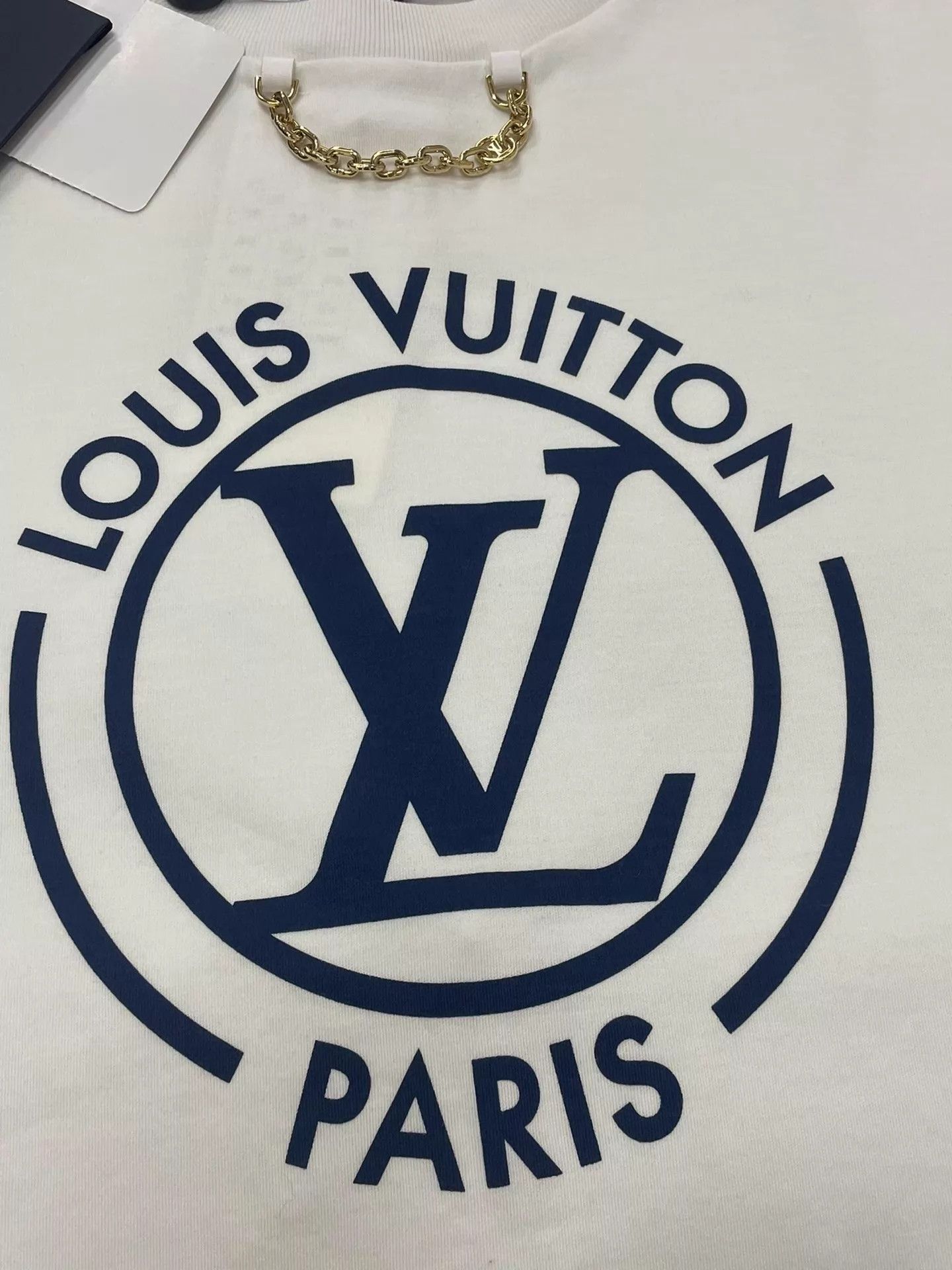 Louis Vuitton LV white logo chain short sleeve tee M new Size M / US 6-8 / IT 42-44 - 2 Thumbnail