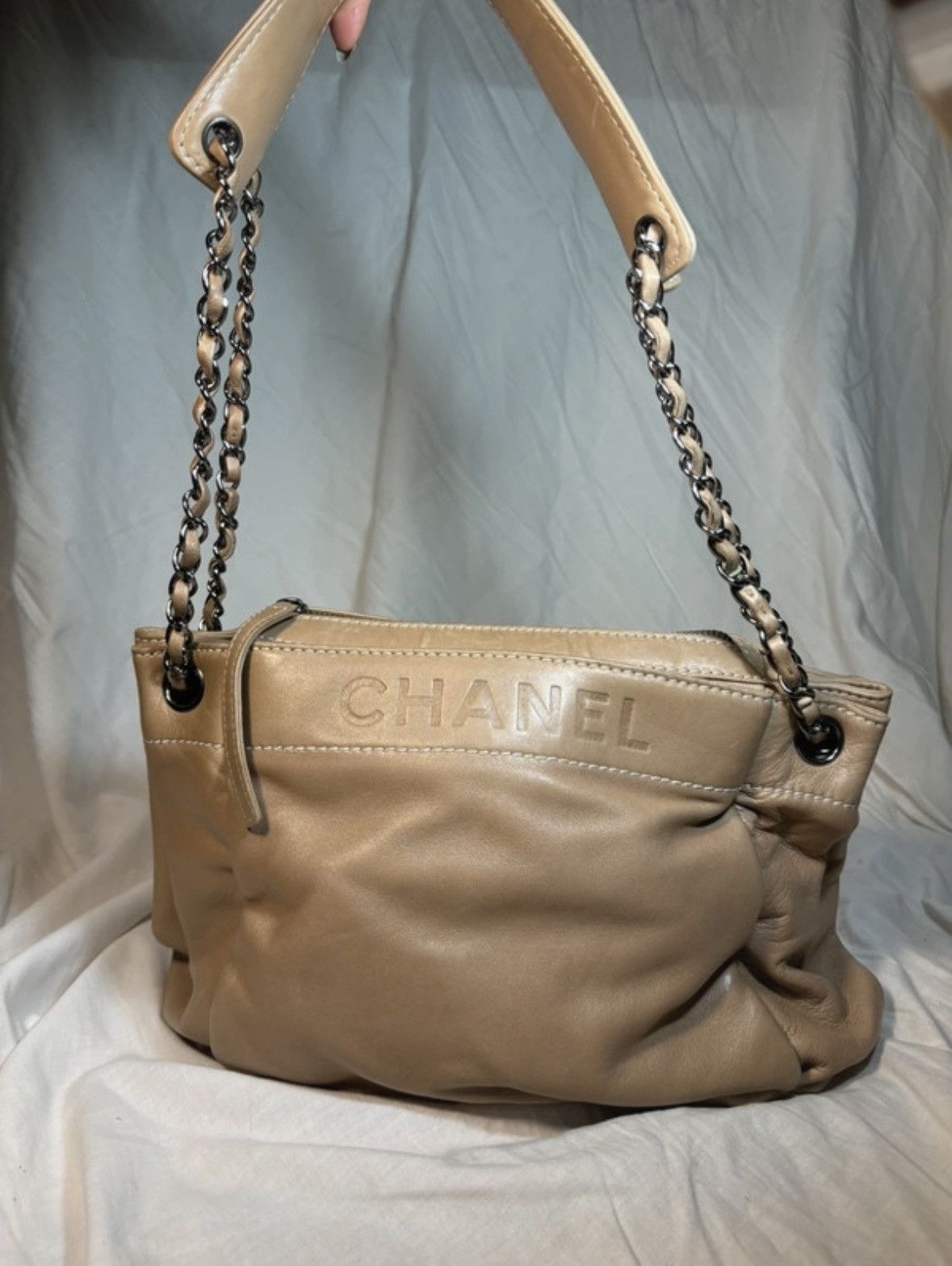 Chanel CHANEL Lax Accordion Lamb skin Light Beige Leather bag Size ONE SIZE - 1 Thumbnail