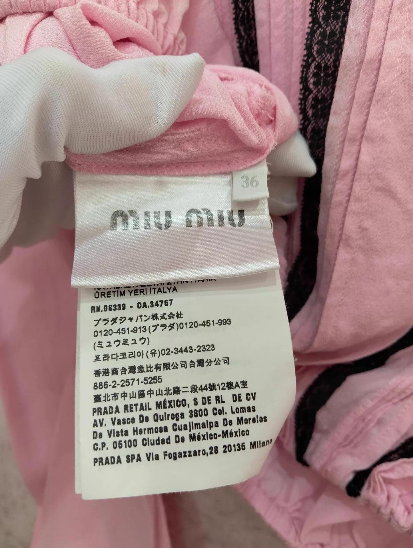 Miu Miu MIU MIU Collared Short Long-Sleeve Shirt Pink 36 Size XS / US 0-2 / IT 36-38 - 4 Thumbnail