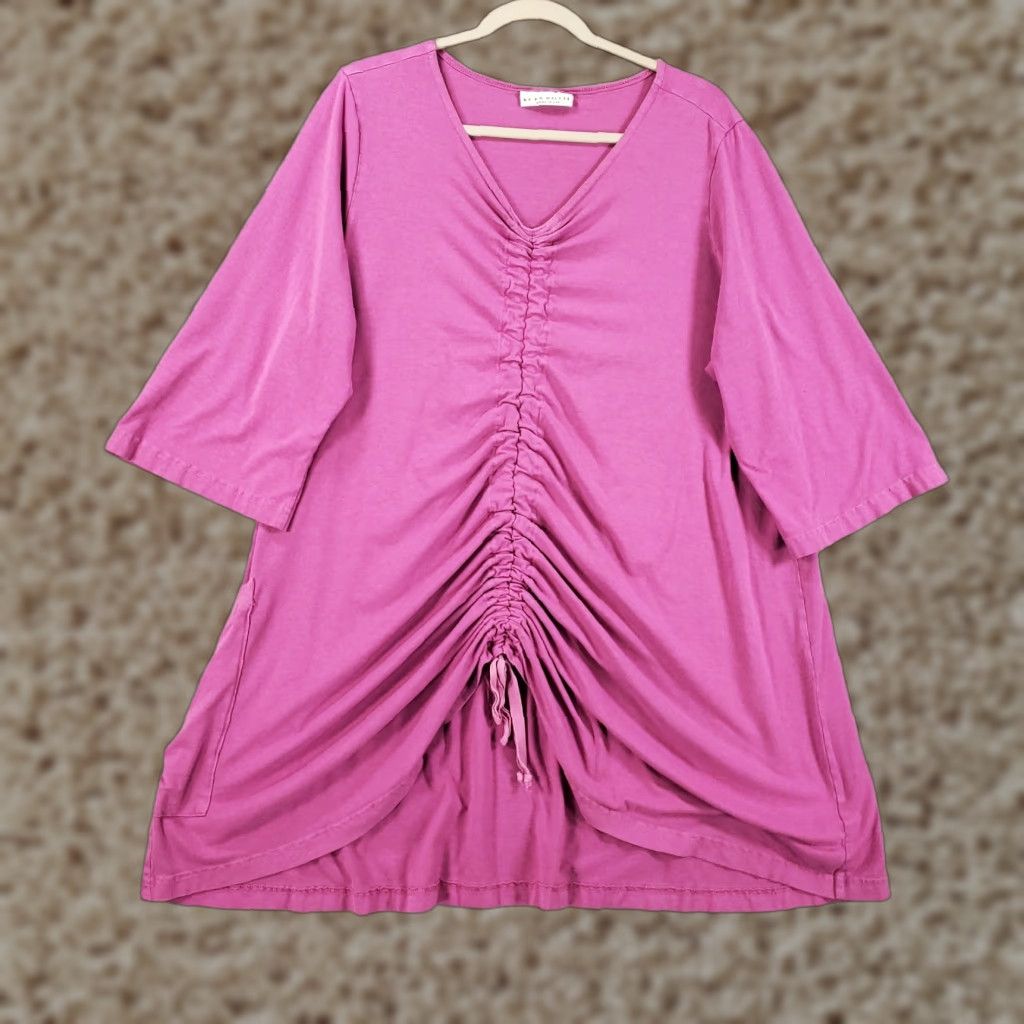 Pinko VINTAGE Bryn Walker Top Womens XL Pink Pleated Ruched Front Organic Cotton Bamboo Size XL / US 12-14 / IT 48-50 - 1 Thumbnail