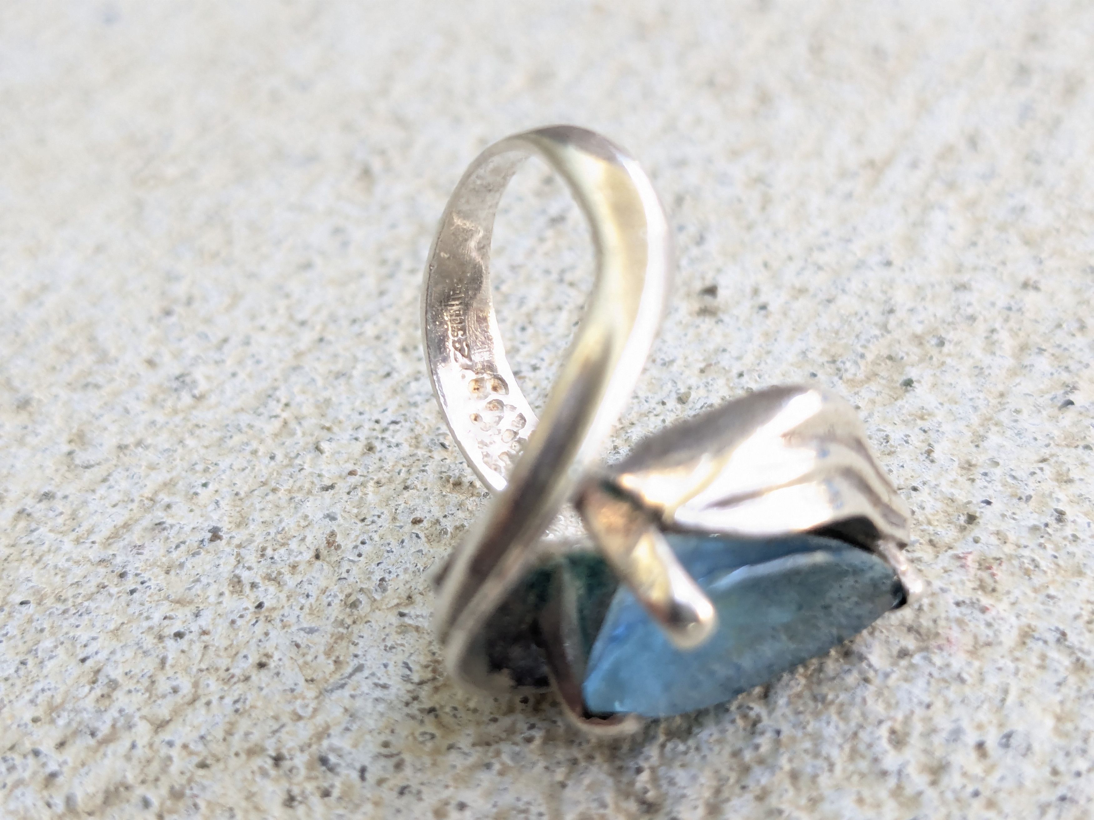 Jewelry Vintage Sterling Silver Ring Blue Topaz 5.25 Pear Teardrop Size ONE SIZE - 7 Thumbnail