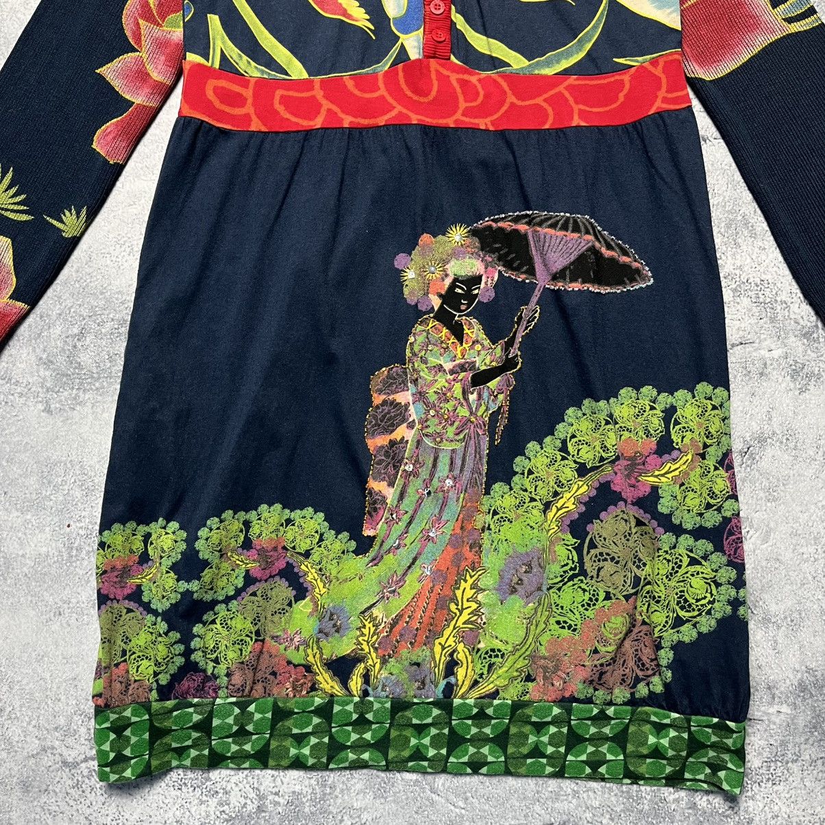 Desigual Vintage Desigual Dress Avant-Garde Geisha Long Sleeve V-Neck Size L / US 10 / IT 46 - 3 Thumbnail