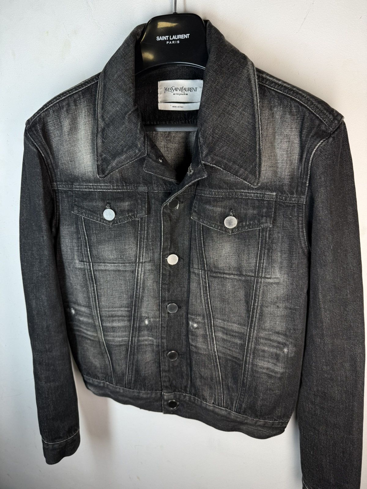 Yves Saint Laurent Tom Ford YSL Denim Jacket Black Italy Size US M / EU 48-50 / 2 - 18 Thumbnail