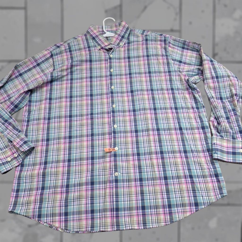 Peter Millar VINTAGE Peter Millar Summer Comfort Shirt 2XL Blue Plaid Long Sleeve North Hills Size US XXL / EU 58 / 5 - 1 Thumbnail