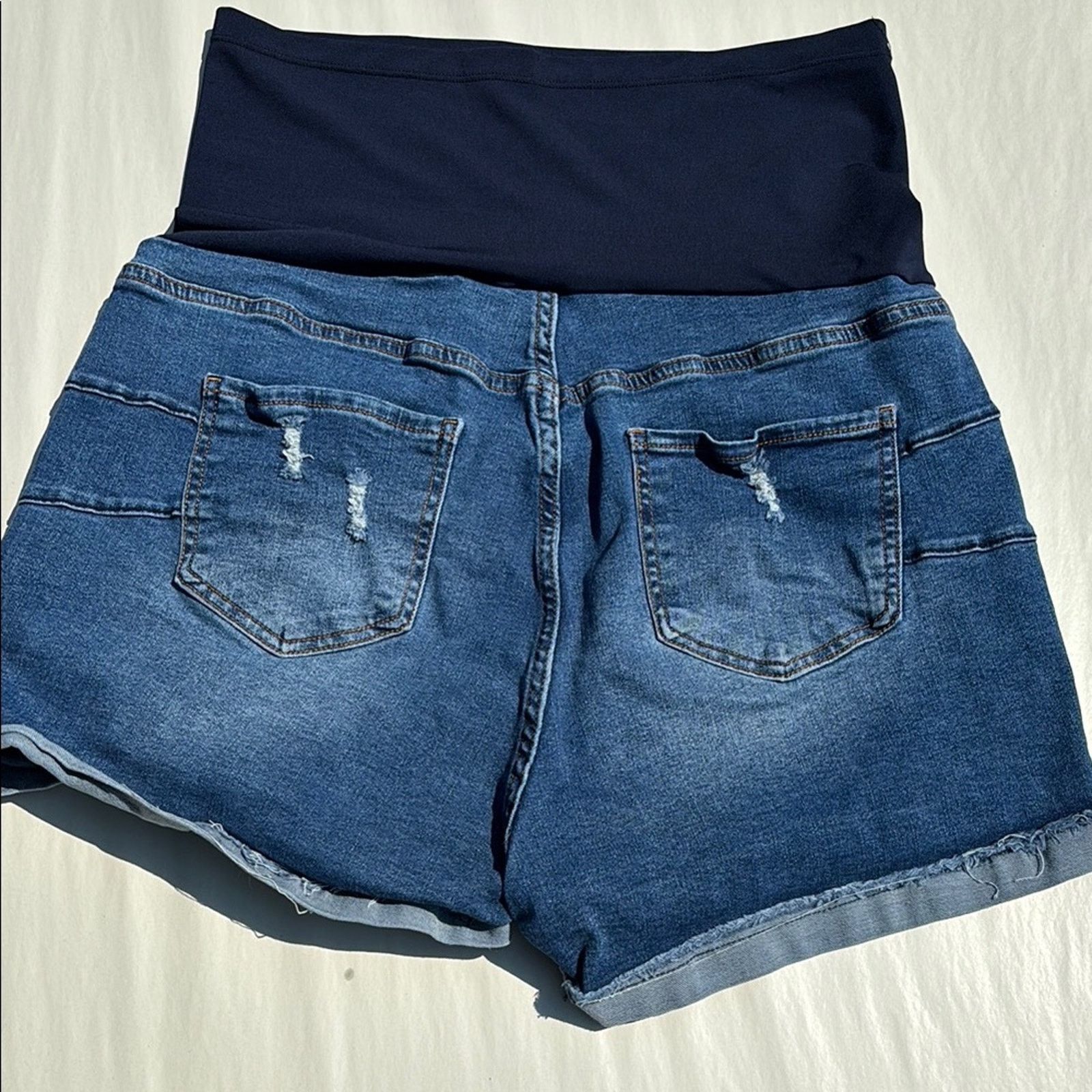 The Unbranded Brand S.O.N.G Maternity Blue Denim Shorts Size XL Size 34" / US 12 / IT 48 - 3 Thumbnail