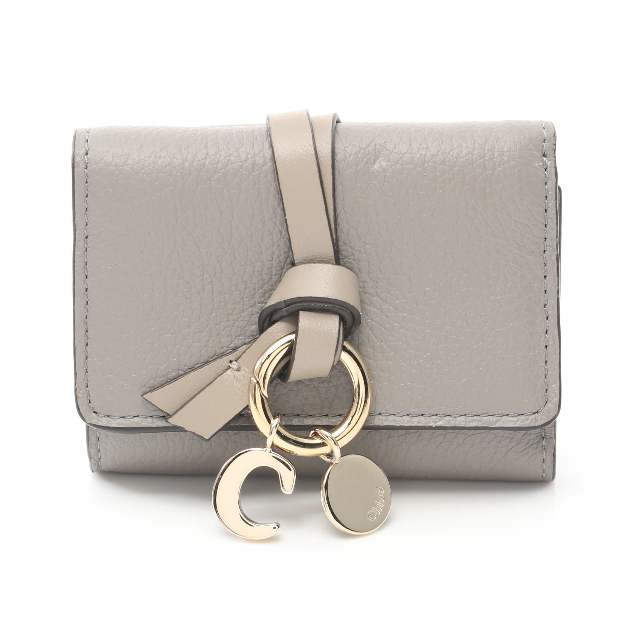Chloe Chloe Alphabet Trifold Wallet Compact Leather Gray Size ONE SIZE - 1 Thumbnail