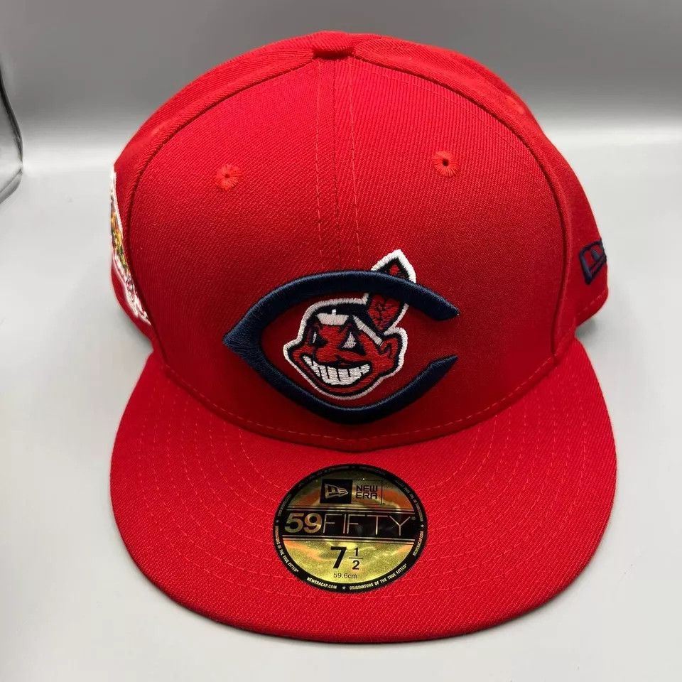 New Era Cleveland Indians Guardians Hat Men 7 1/2 Red Fitted New Size ONE SIZE - 2 Thumbnail
