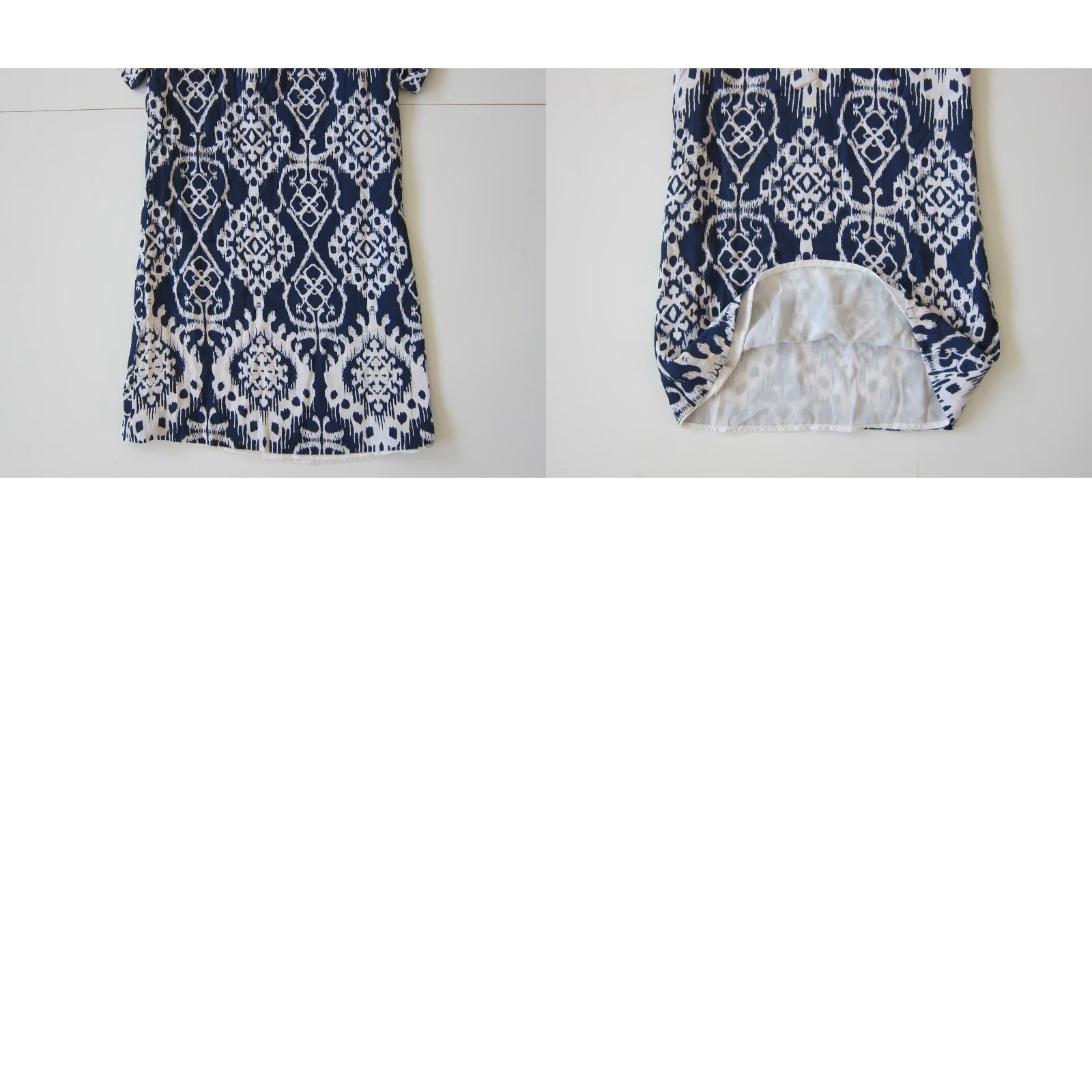 Vintage Lucy Love 100% Rayon Blue White Short Sleeve Tunic Sheath Shift Dress Women XS Size 26" / US 2 / IT 38 - 8 Thumbnail