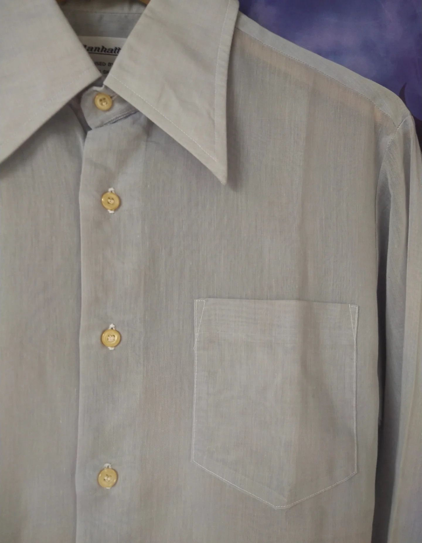 Vintage True Vintage Manhattan USA Big Collar Shirt Size US M / EU 48-50 / 2 - 2 Thumbnail