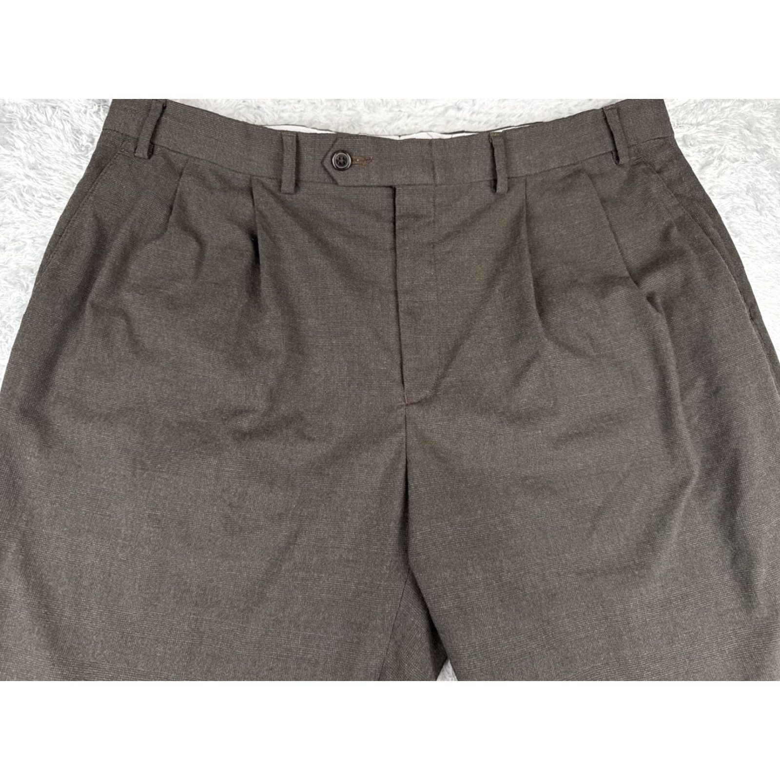 Ralph Lauren Ralph Lauren Pants Mens 38 Gray Plaid Pleated Suit Trouser Poly Rayon RRL Dress Pants Casual Formal Size 38R - 4 Thumbnail