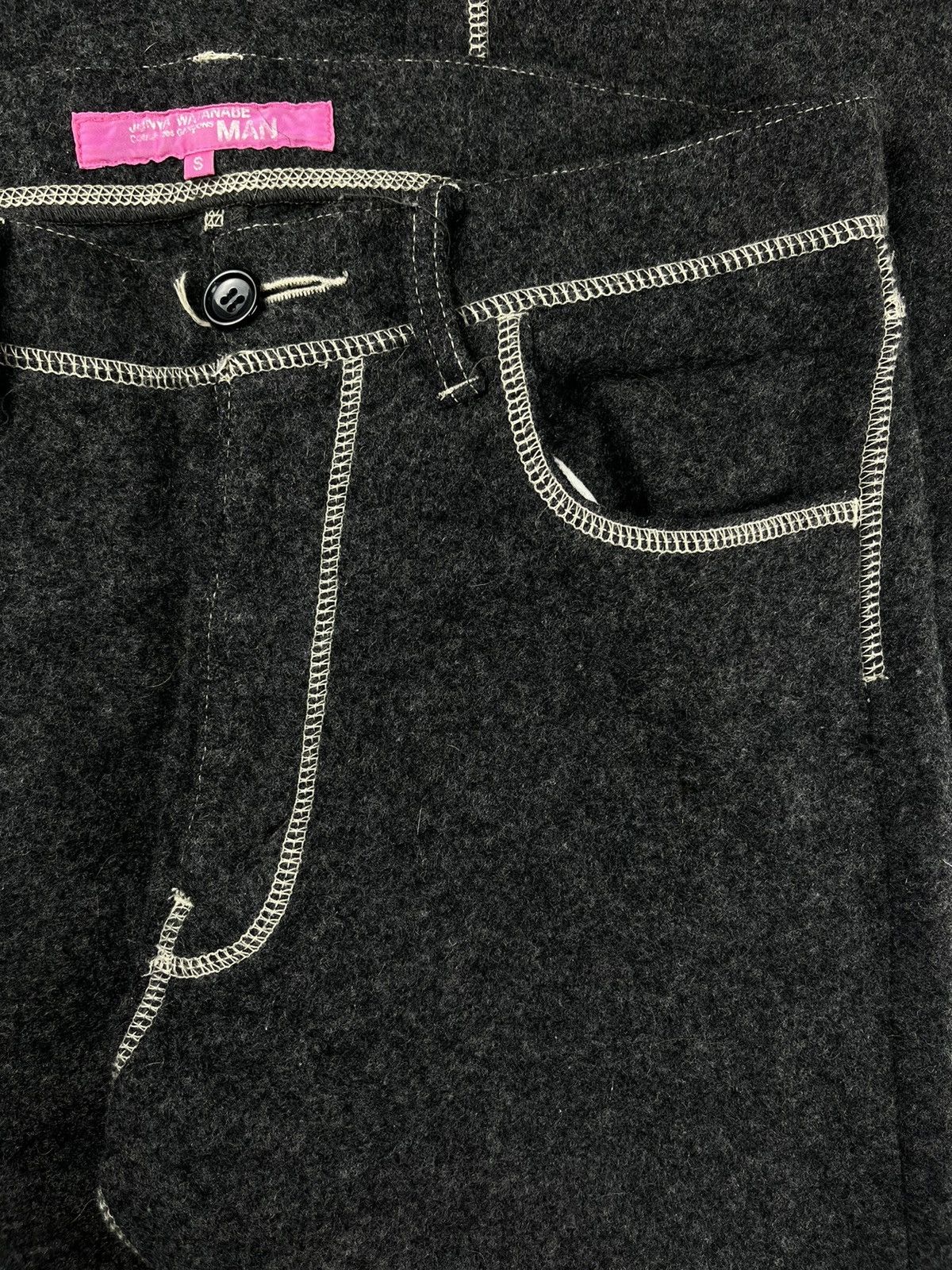 Comme des Garcons × Junya Watanabe × Vintage AW03 Junya Watanabe Contrast Stitch Grey Wool Jeans Size US 29 - 3 Thumbnail