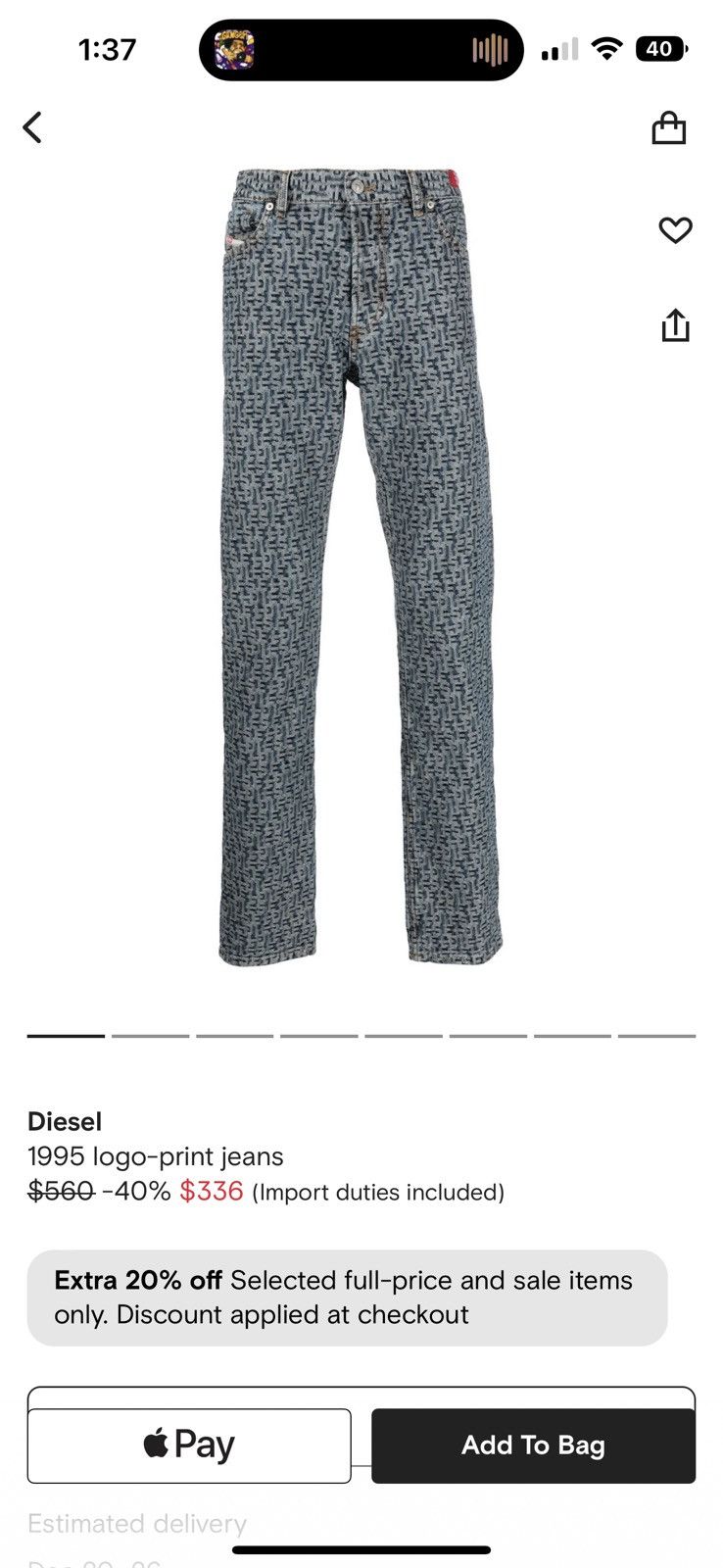 Diesel $560 New season Monogram embossed logo denim Size US 30 / EU 46 - 2 Thumbnail