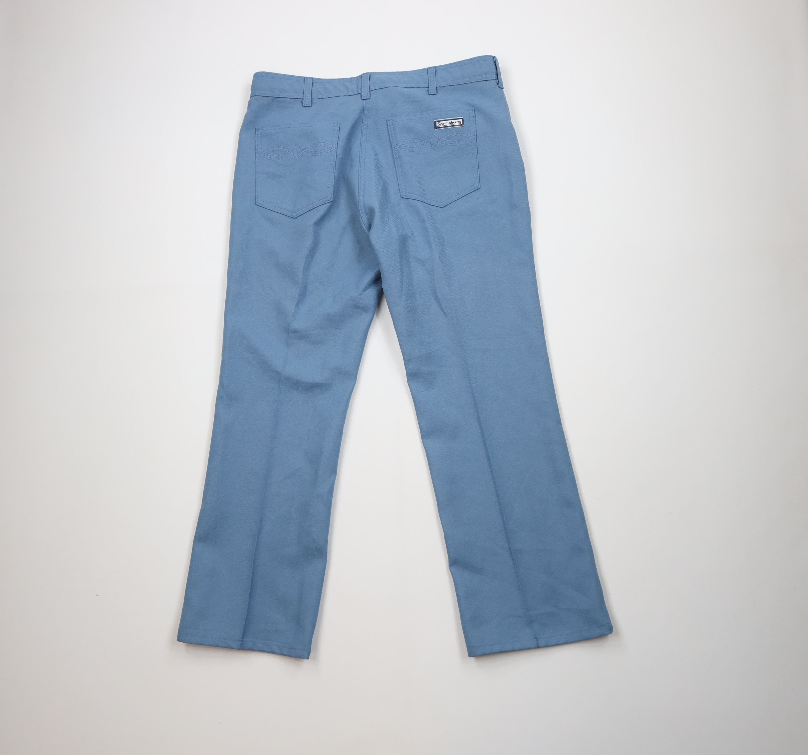 Vintage Vintage 70s Streetwear Knit Flared Wide Leg Chino Pants Blue Size US 36 / EU 52 - 7 Thumbnail
