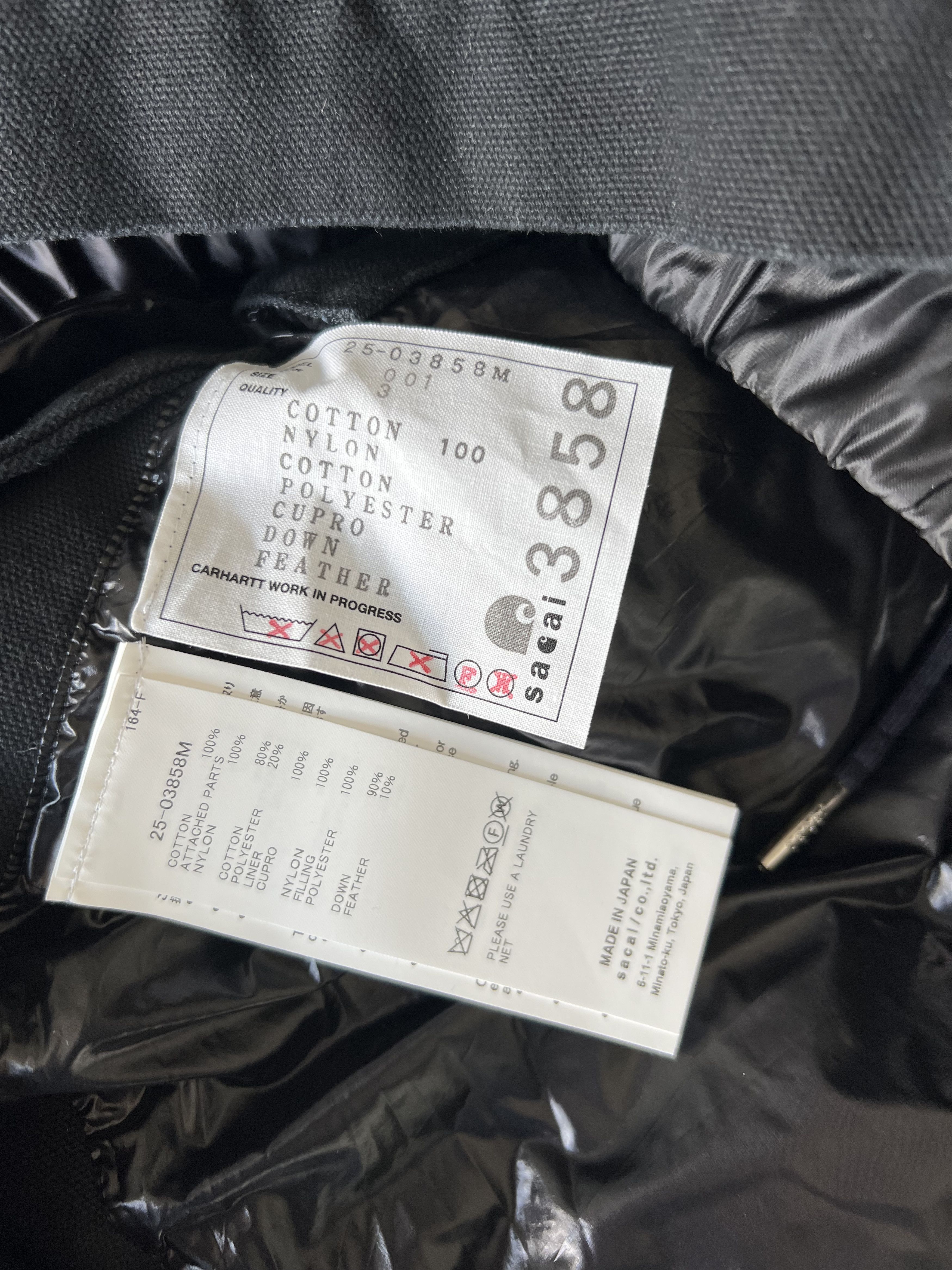 Carhartt × Sacai Sacai Carhartt WIP Washed Duck Puffer Jacket in Black Size US L / EU 52-54 / 3 - 9 Thumbnail