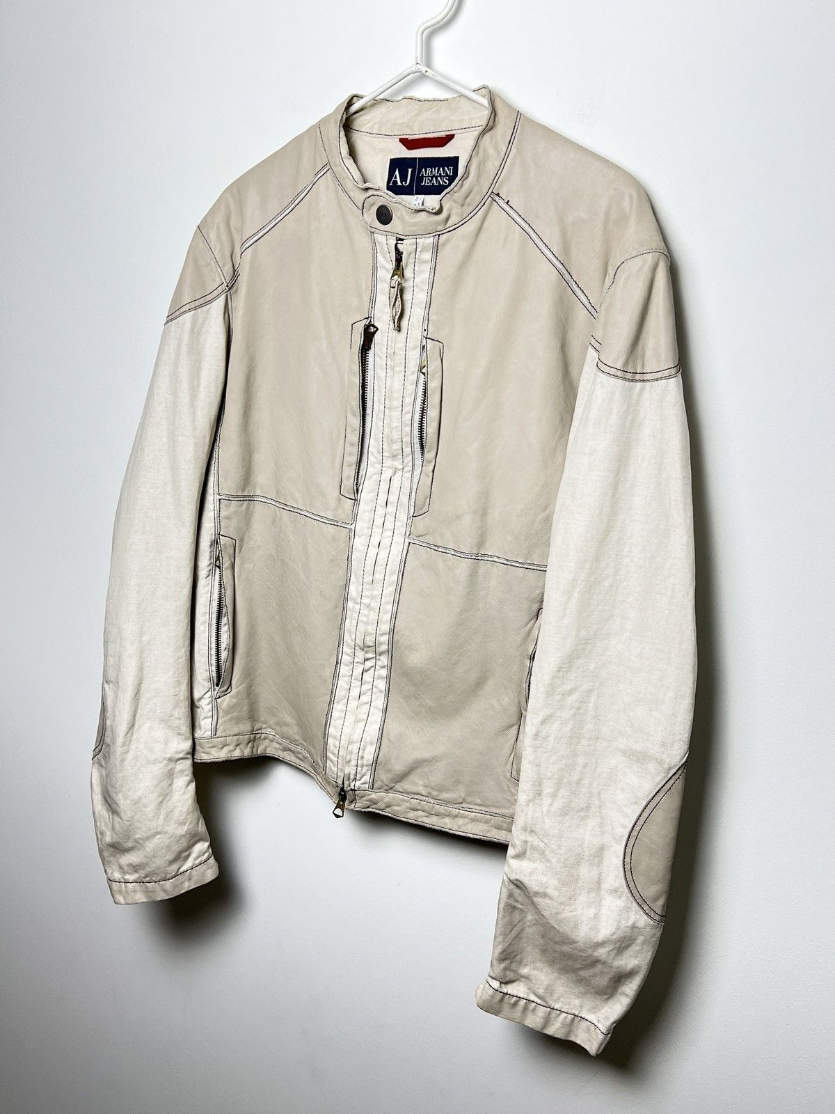 Giorgio Armani armani y2k archive leather panelled moto jacket Size US L / EU 52-54 / 3 - 4 Thumbnail