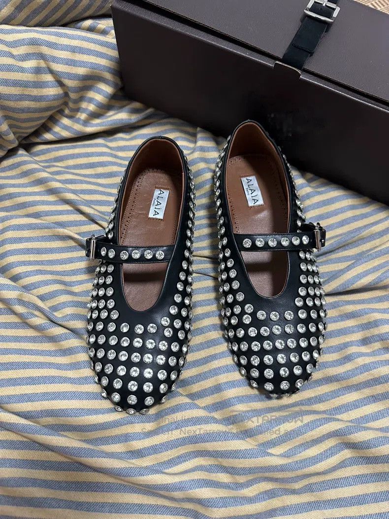 Alaia Alaia Glitter Buckle Flat Ballet Shoes Women Black Size US 6.5 / IT 36.5 - 1 Thumbnail