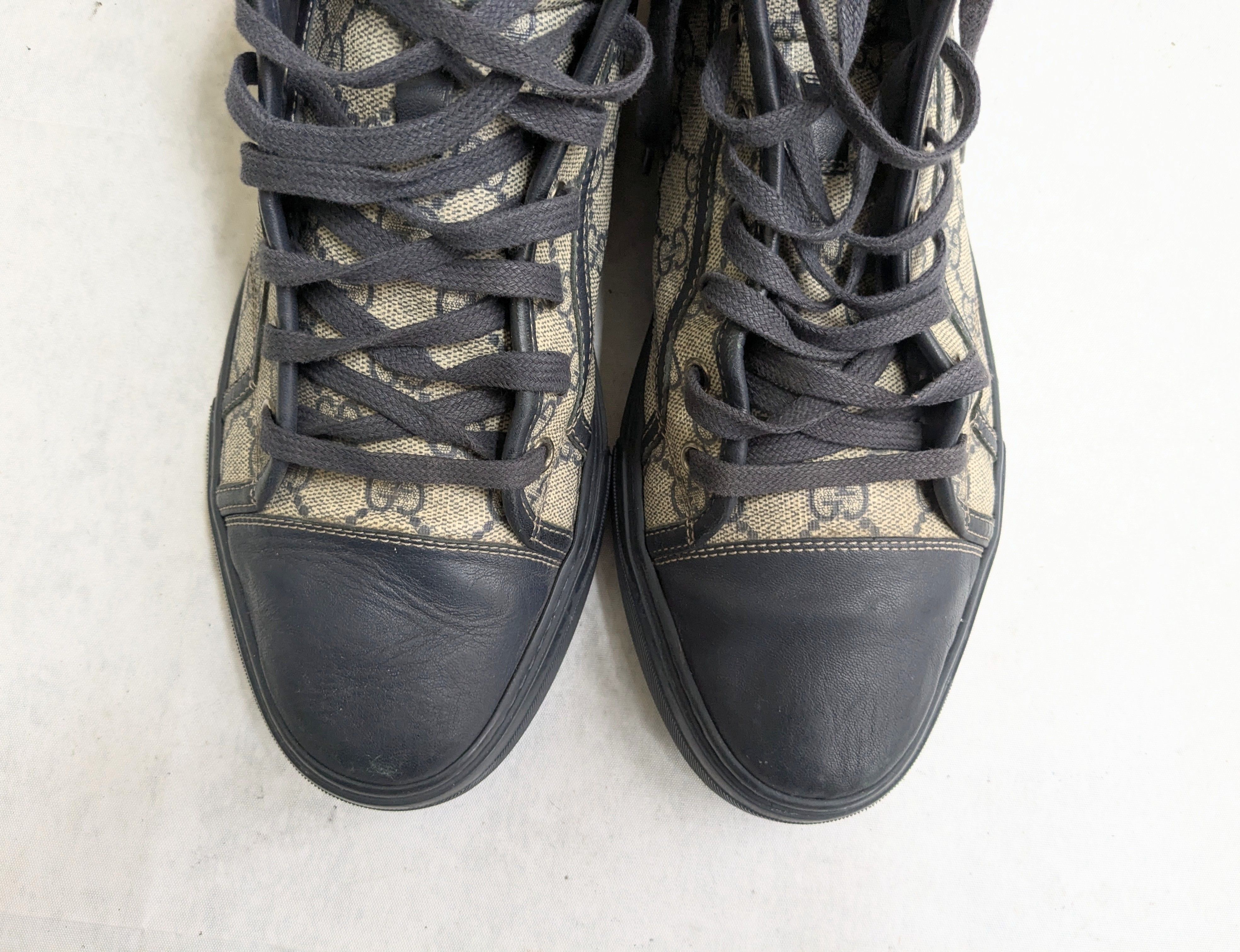 Gucci Gucci High Top Sneakers Blue Monogram 11 Leather GG Size US 11 / EU 44 - 3 Thumbnail