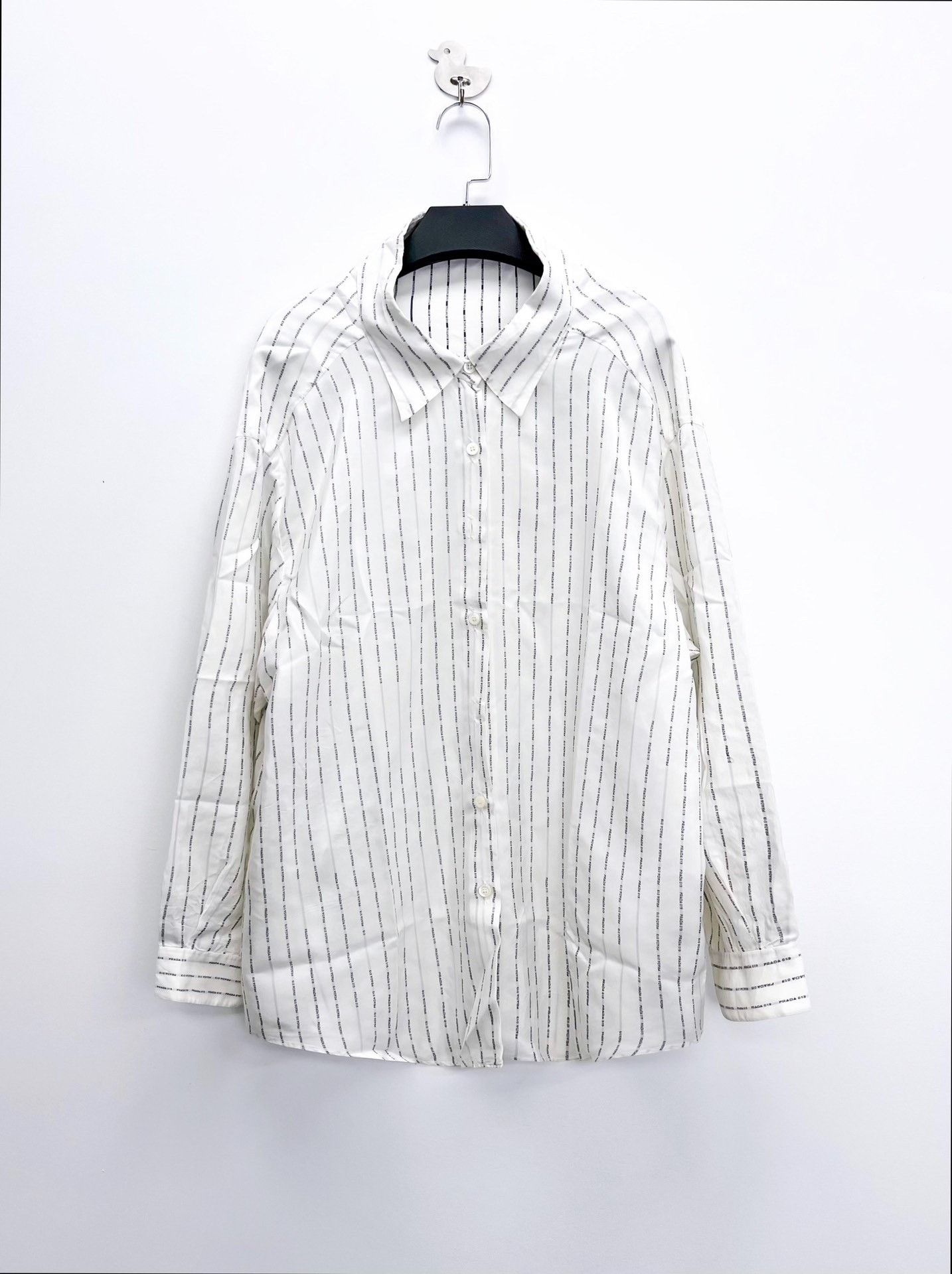 Prada Prada Striped Logo Silk Shirt Size S / US 4 / IT 40 - 1 Thumbnail
