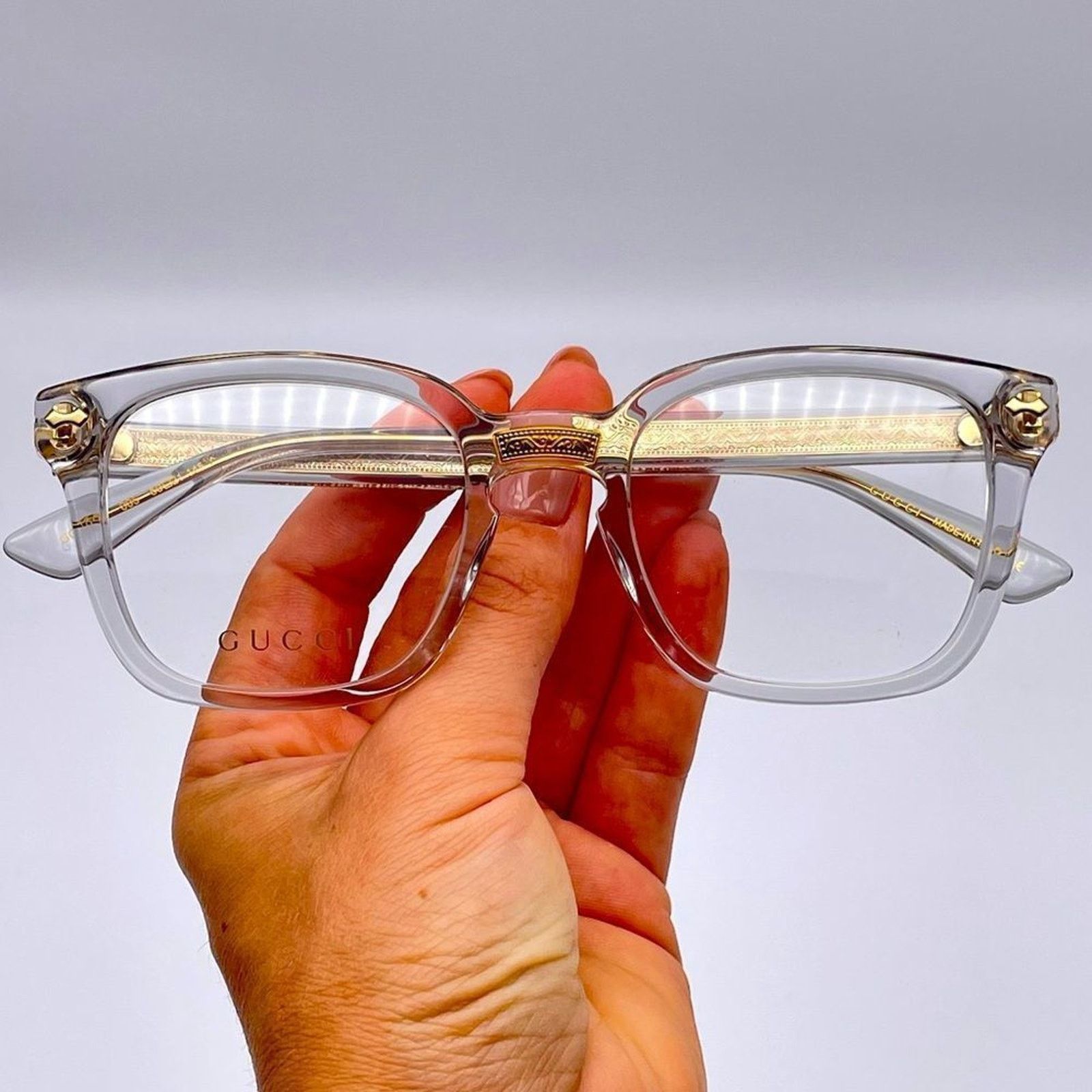Gucci NEW GUCCI GG0184O 005 Grey/Grey Transparent UnisexEyeglasses Size ONE SIZE - 10 Thumbnail