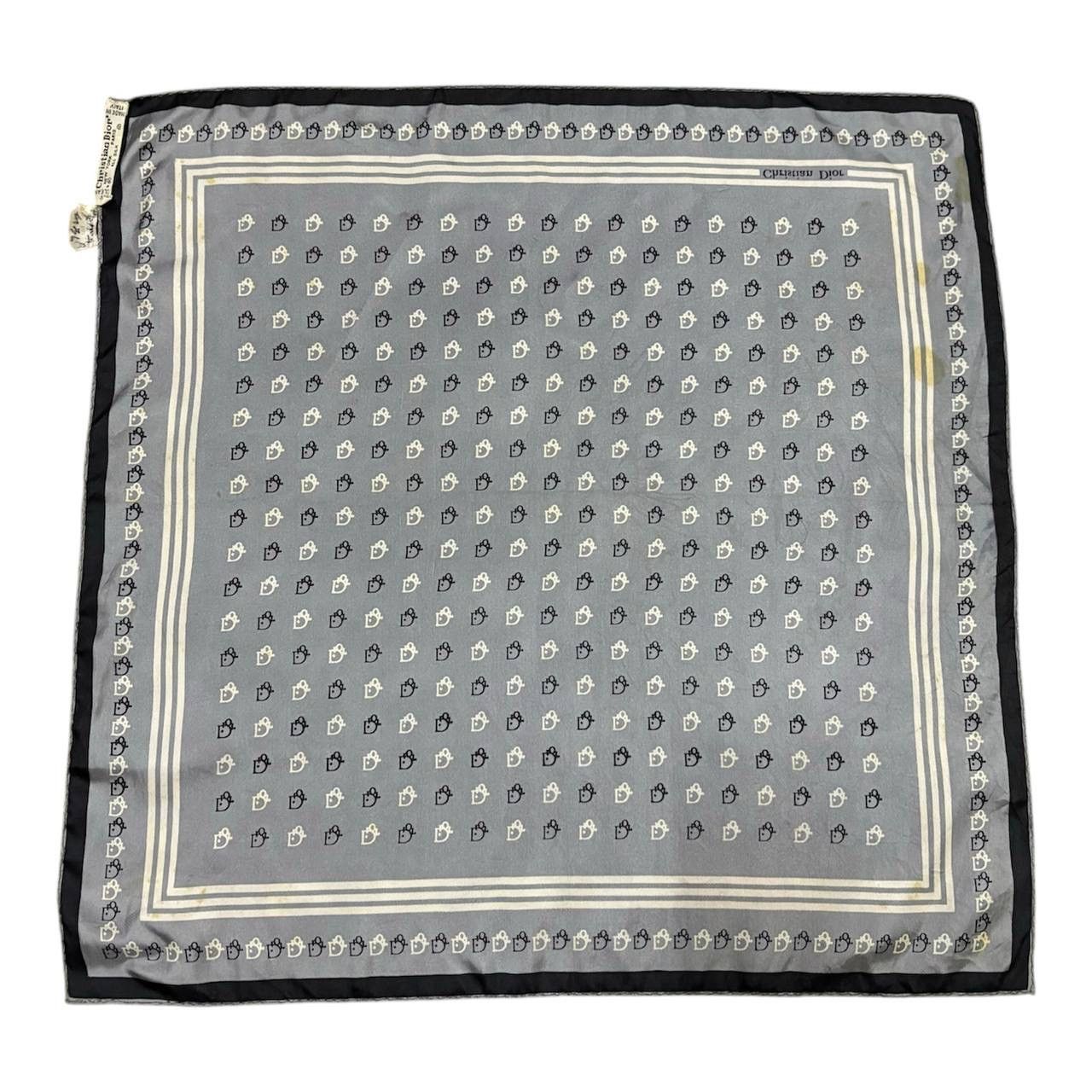 Christian Dior Monsieur Christian Dior Monogram Oblique Silk Scarf Handkerchief Size ONE SIZE - 2 Thumbnail