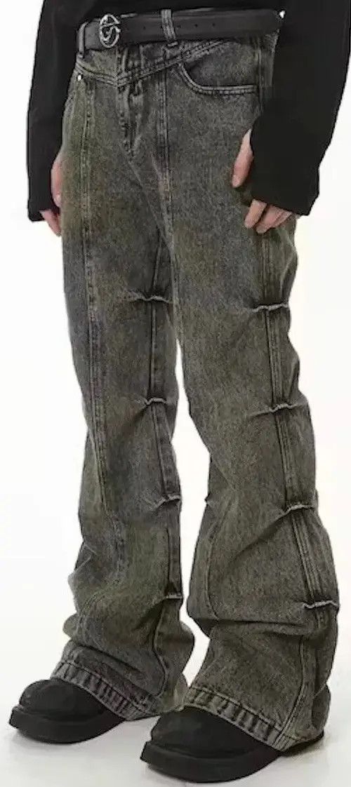 Japanese Brand Grunge Stack Washed Gray Denim Jeans Size US 32 / EU 48 - 2 Thumbnail