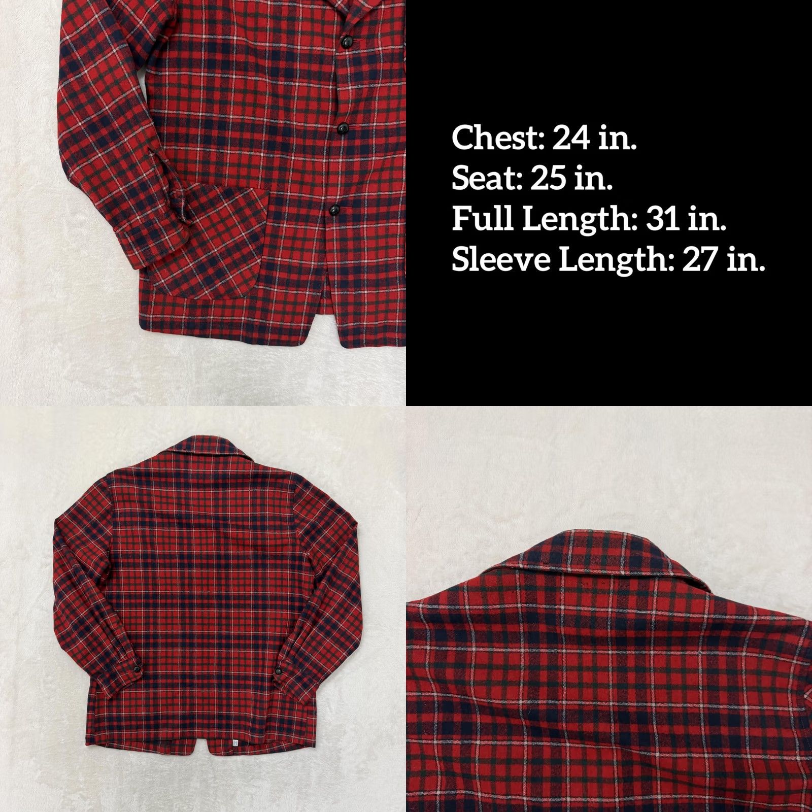Pendleton VINTAGE Pendleton Blazer Sport Coat Mens Large Red Plaid Wool Jacket Made USA Size 42R - 8 Thumbnail