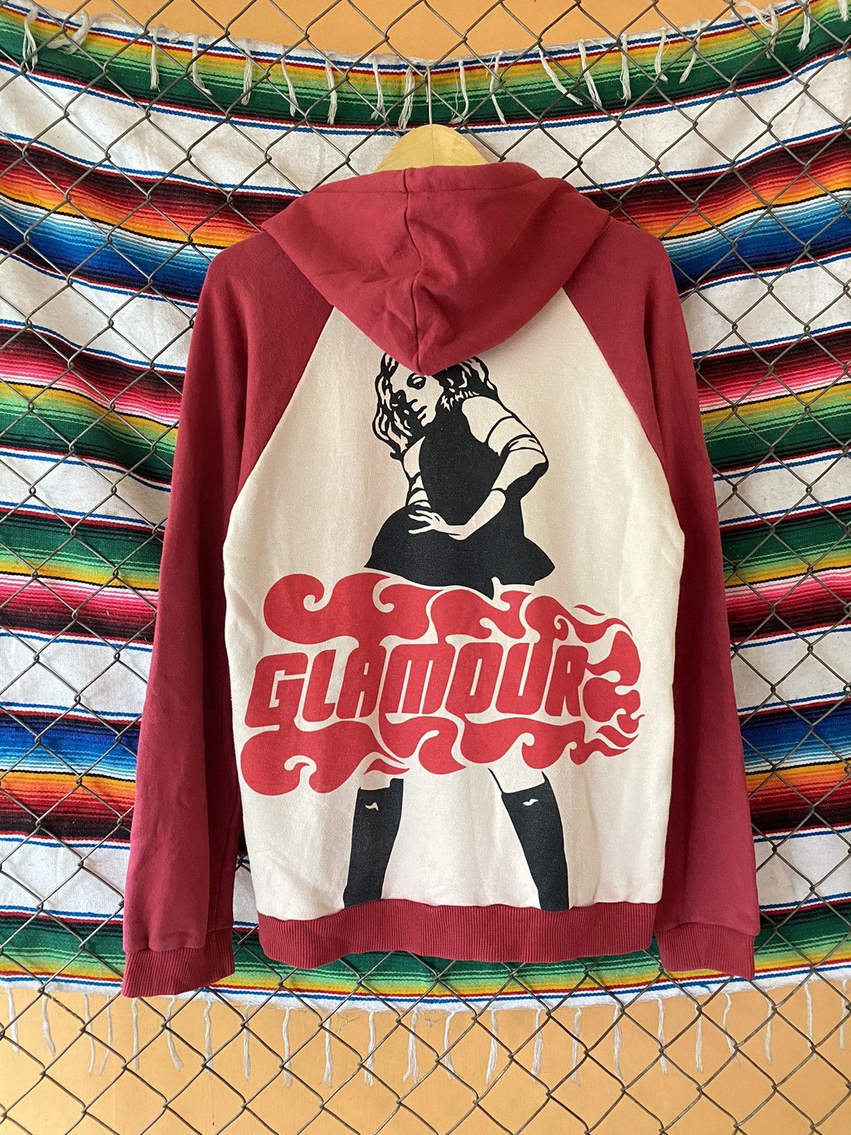 Pre-owned Hysteric Glamour Zip Hoodie In Cream/red