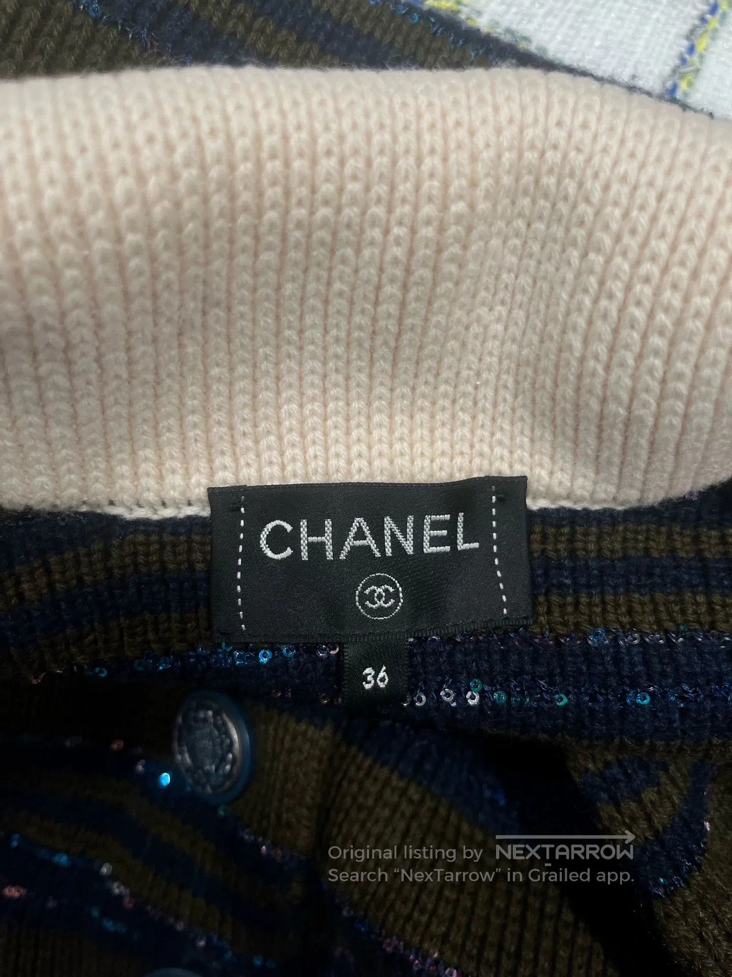 Chanel Chanel 20C Blue Green Stripe Coat. Size US XS / EU 42 / 0 - 3 Thumbnail