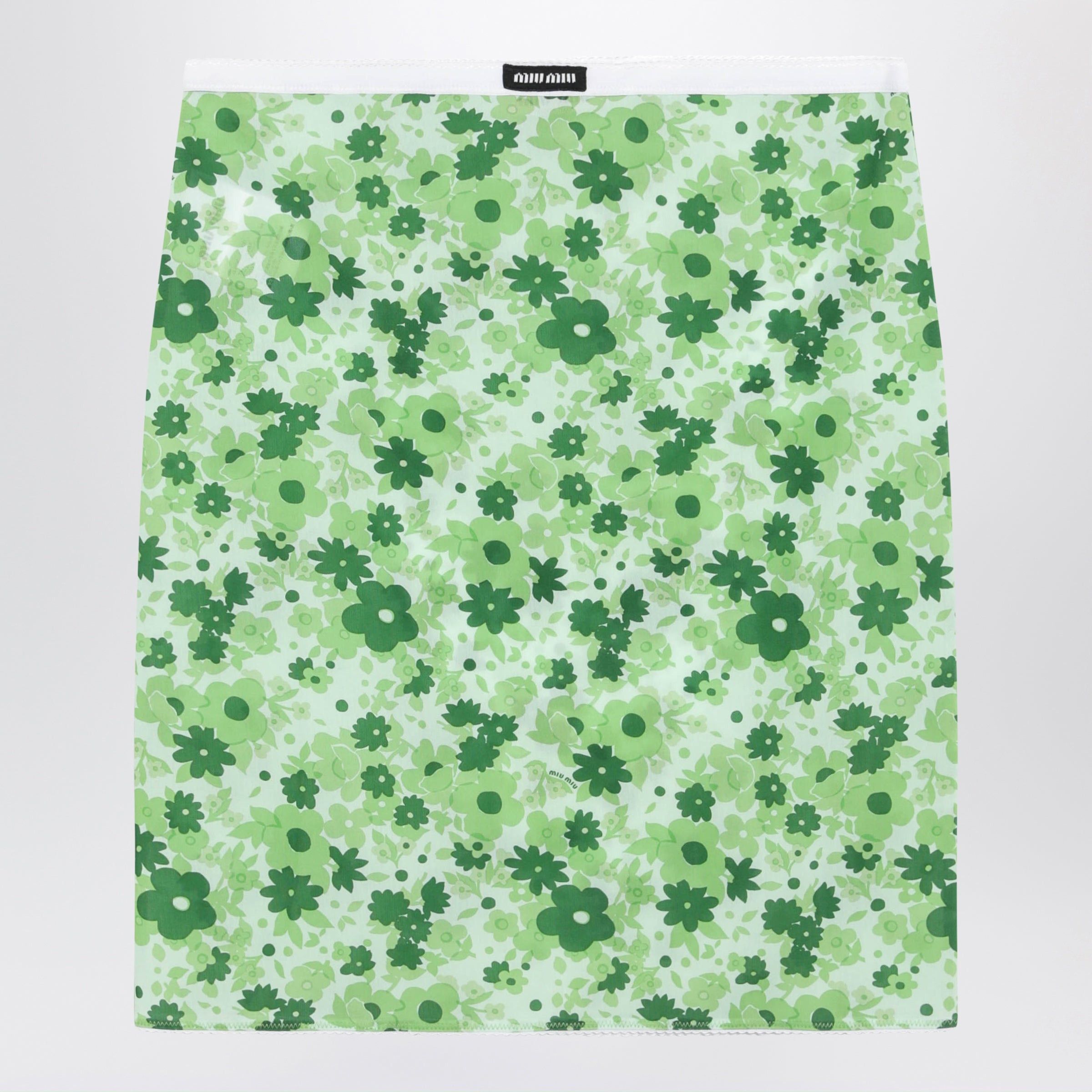 Miu Miu Miu Miu Green Skirt With Floral Pattern Size 28" / US 6 / IT 42 - 1 Thumbnail