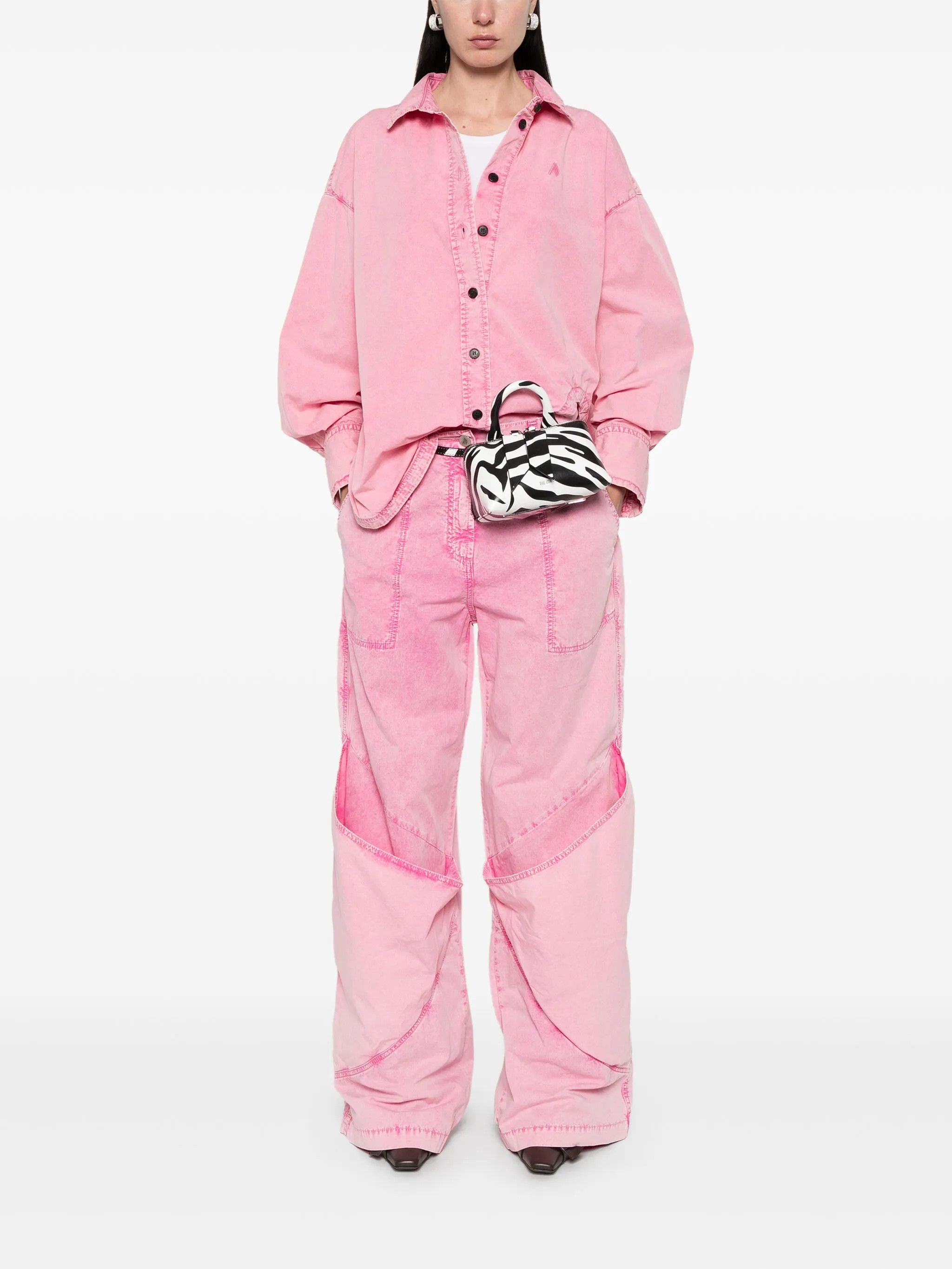 The Attico o1s22i1n0325 Hi-Waisted Loose Fit Pant in Pink Size 25" / US 0 / IT 36 - 2 Thumbnail