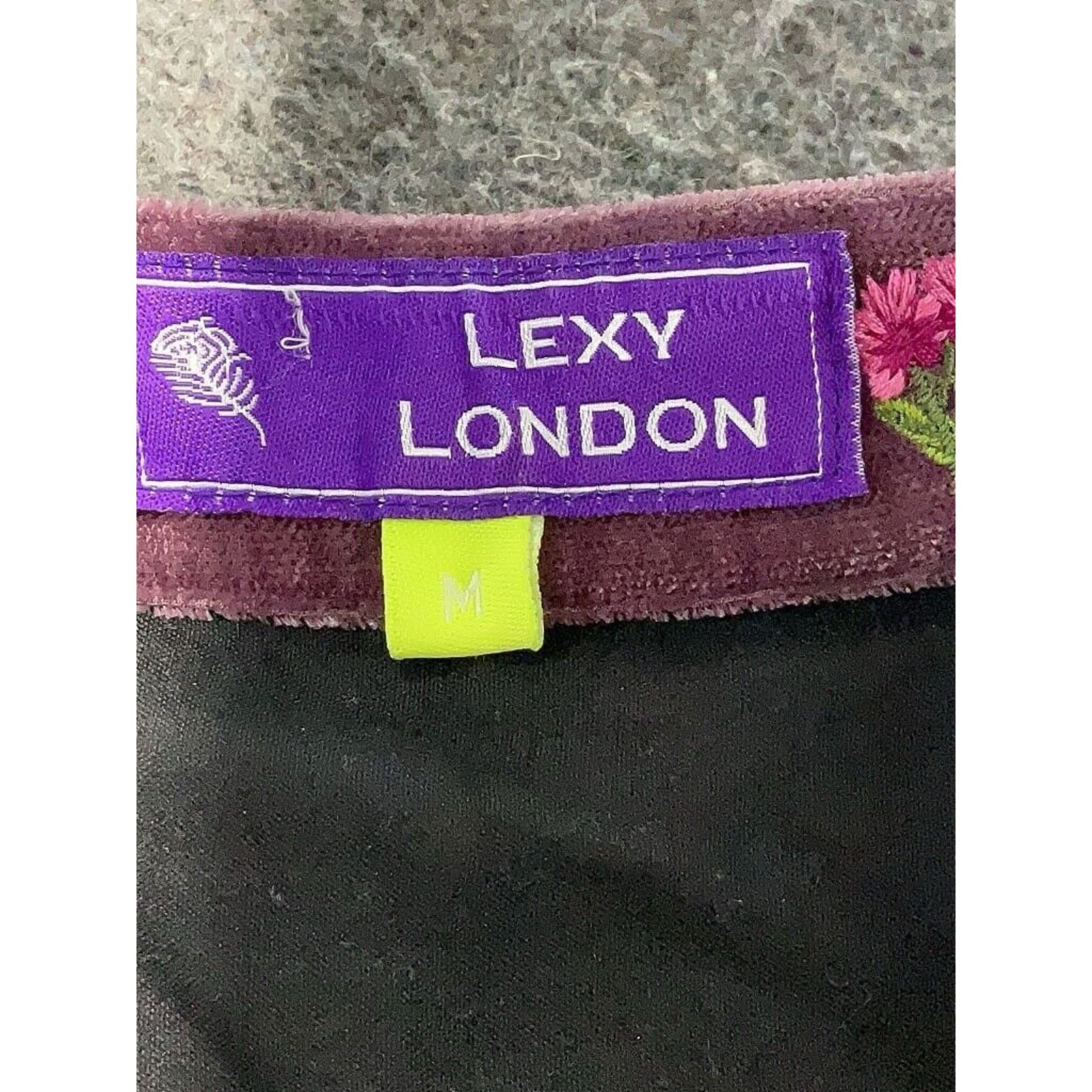 Designer Lexy London Purple Floral Velvet Maxi Tiered Skirt M Size 27" / US 4 / IT 40 - 3 Thumbnail