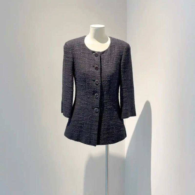 Chanel Chanel Black Cotton Blend Women's Jacket 0089 Size S / US 4 / IT 40 - 1 Thumbnail