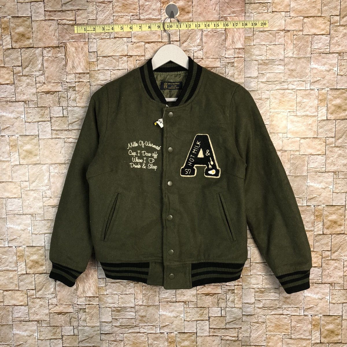 Japanese Brand Rivet & Surget Green Bombers varsity Jacket #A287 Size US S / EU 44-46 / 1 - 1 Thumbnail