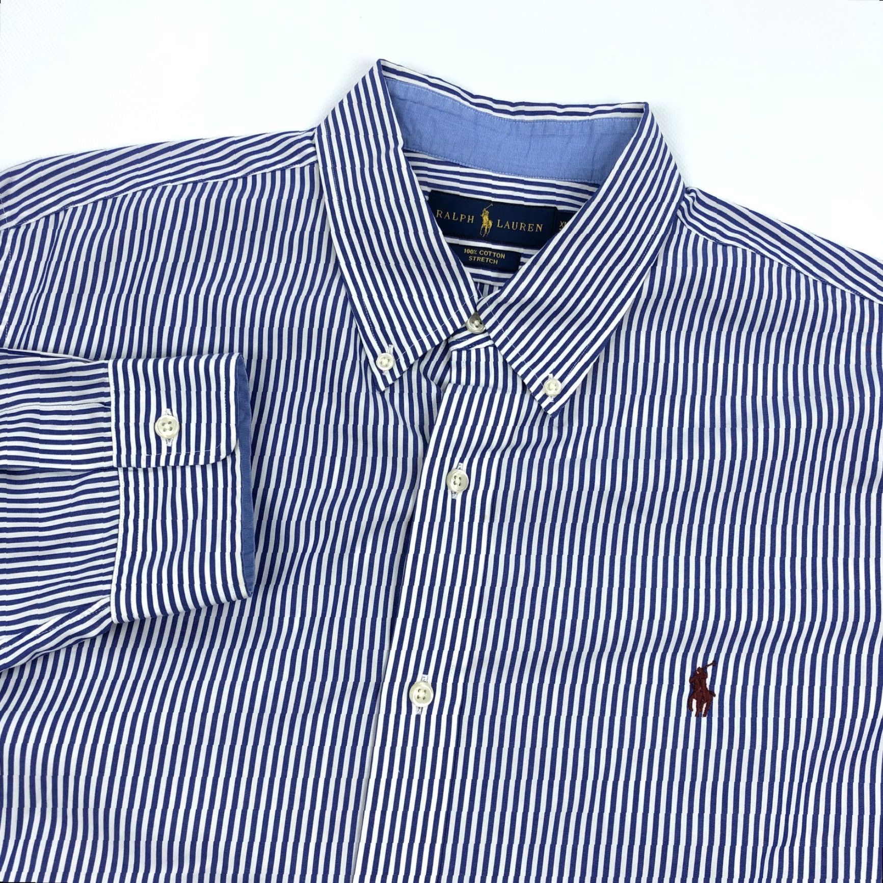 Ralph Lauren Ralph Lauren Men's XL Button-Down Shirt Striped Blue White 100% Cotton Stretch Size US XL / EU 56 / 4 - 2 Thumbnail