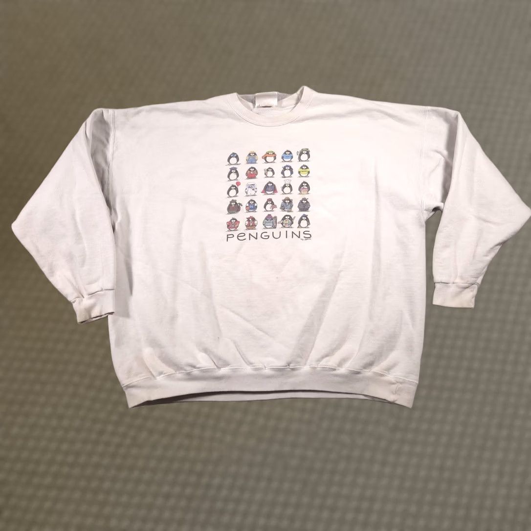 Hanes Hanes Sweatshirt Mens 2XL White Graphic Penguins Funny Animal Fleece Pullover Size US XXL / EU 58 / 5 - 1 Thumbnail