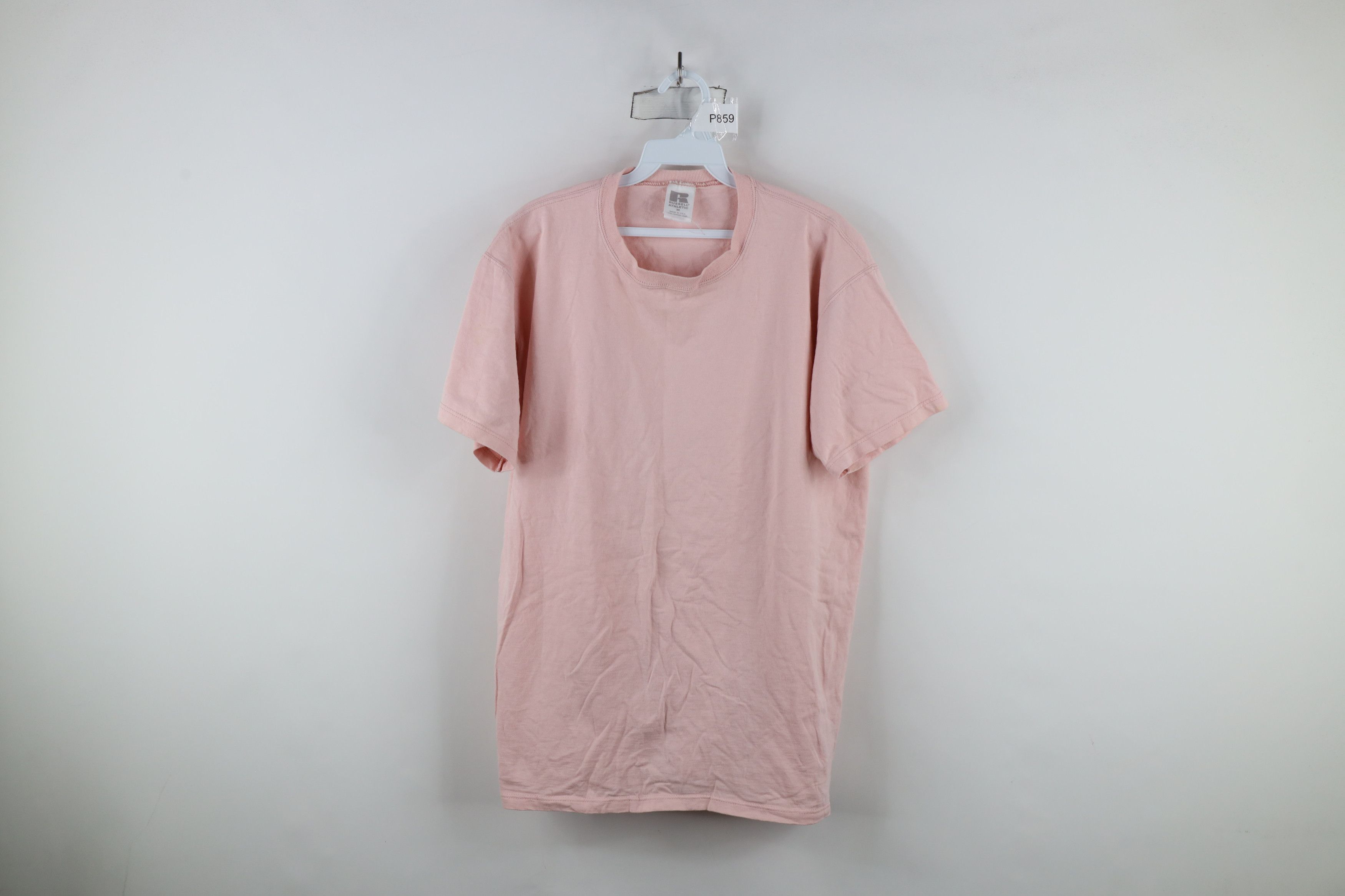 Russell Athletic × Vintage Vintage 90s Russell Athletic Blank Cotton T-Shirt Pink USA Size US M / EU 48-50 / 2 - 1 Thumbnail