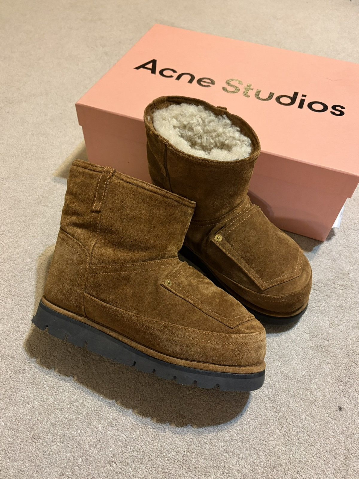 Acne Studios Acne Studios Shearling Lined Leather Ankle Boots Size US 8.5 / EU 41-42 - 1 Thumbnail
